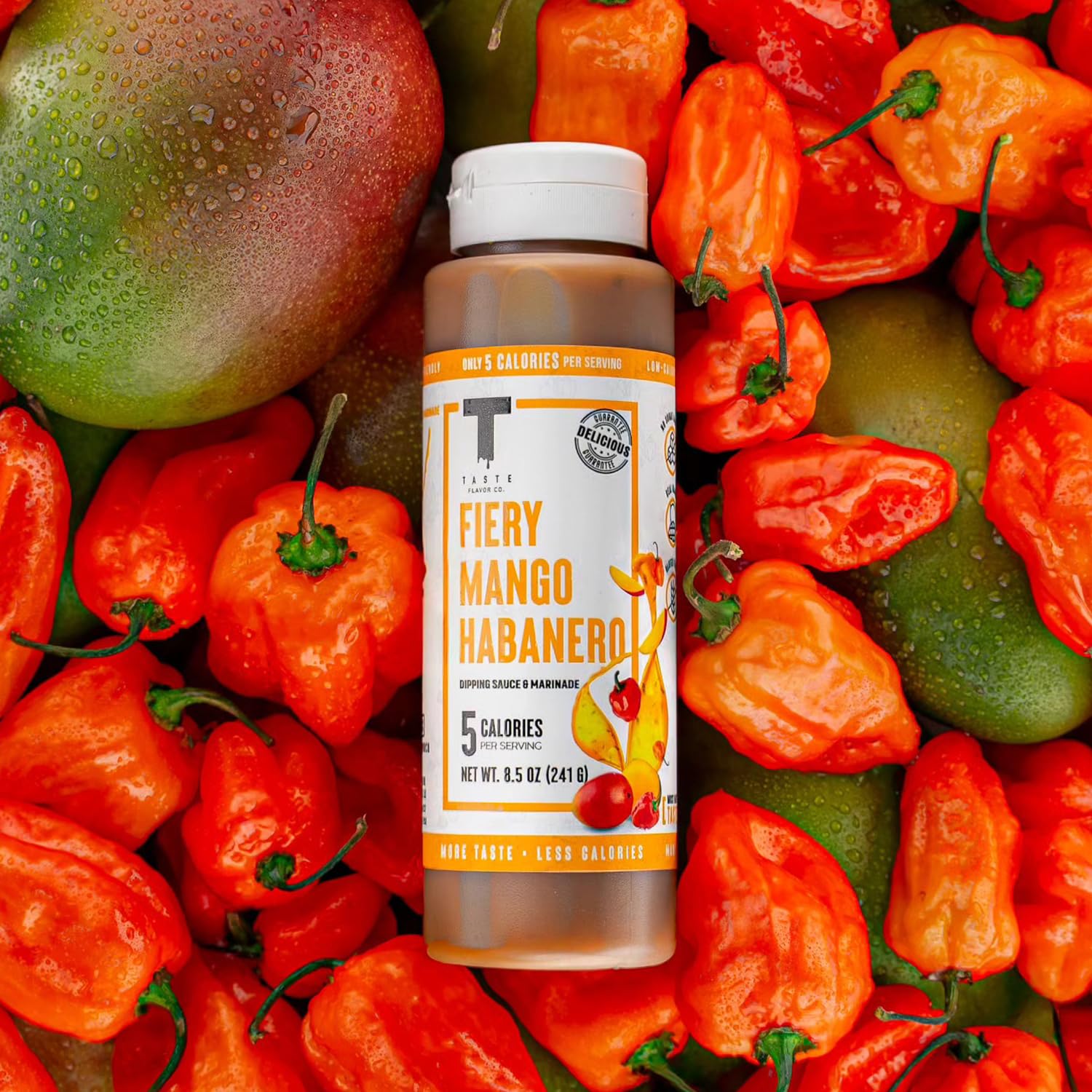 Taste Flavor Co. Grilling, Dipping Sauce and Marinade, Great Tasting, Low-Calorie Sauces, Keto Friendly, No Oils (3 Pack, Fiery Mango Habanero)
