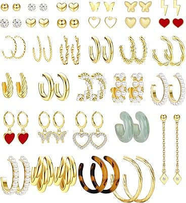 3 Paia Orecchini Argento 925 A Cerchio - Set Anallergico Oro Placcato 14K Per Donna - Foto 6