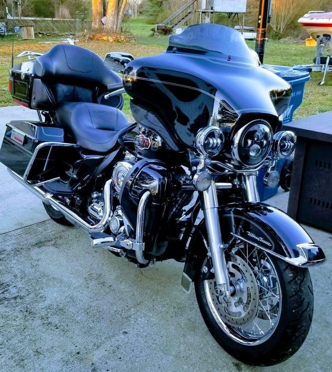 Eagle Lights 8700BPKR 7" LED Headlight with LED Spot/Passing Light Kit for Harley Davidson® and Indian® Motorcycles - Generation I/Black Kit/Add Adapter Ring