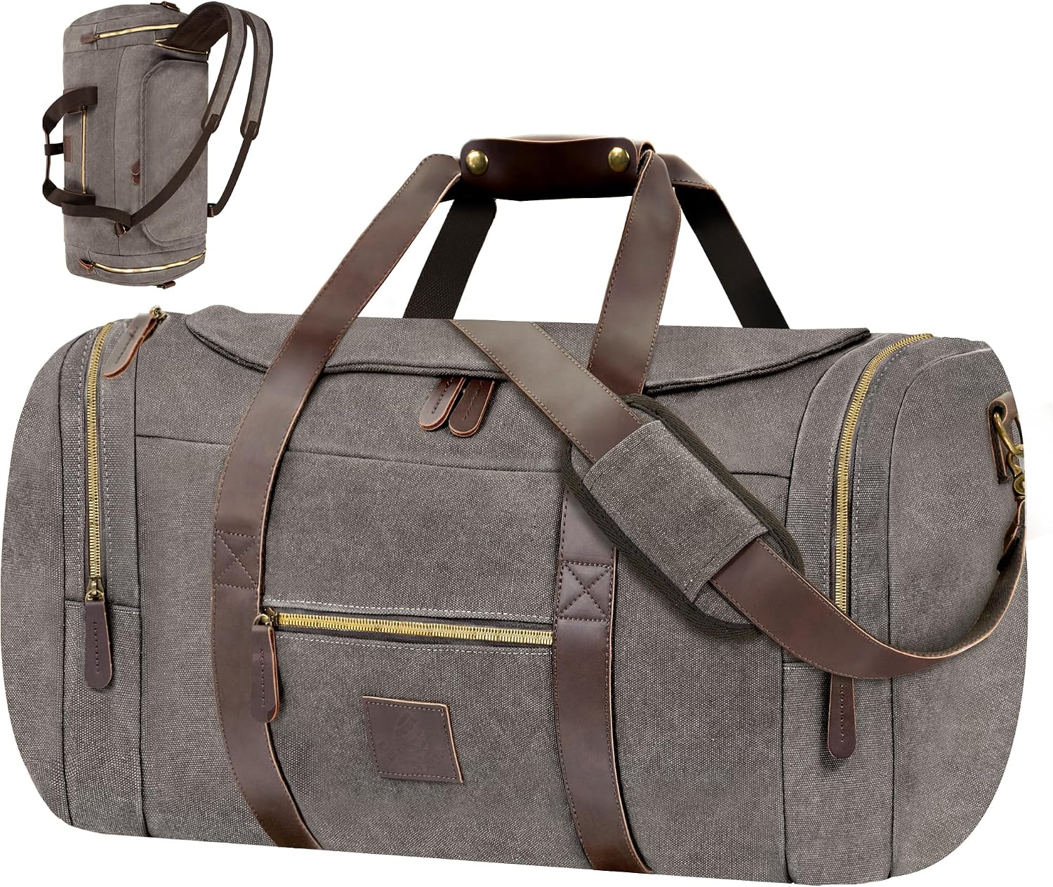Vintage Waxed Canvas Messenger Bag For Men - 15.6 Inch Laptop Satchel, Water-Resistant - View #9