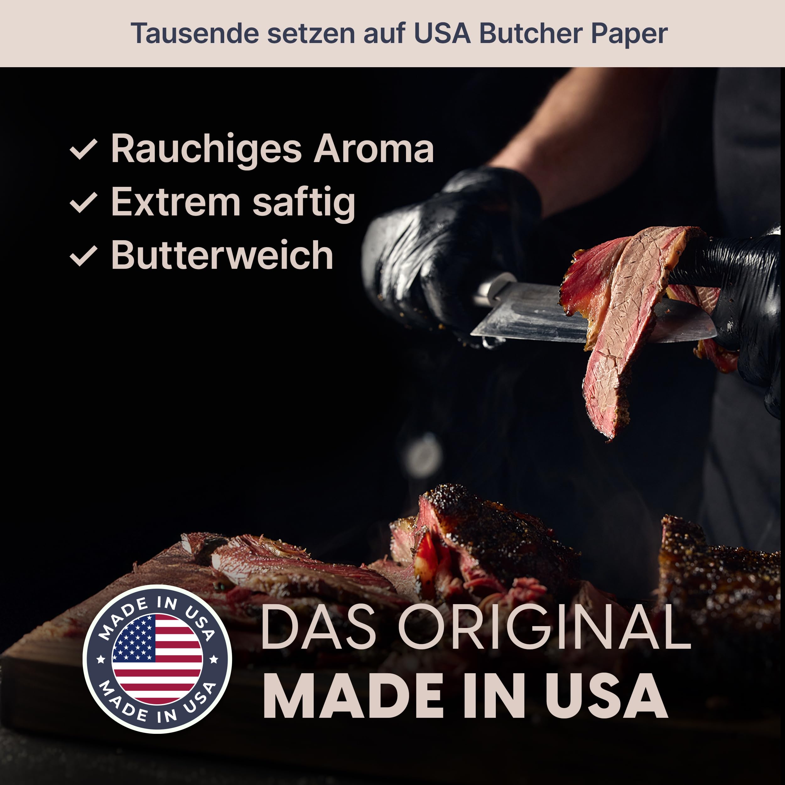 HOLY SMOKE® USA Butcher Paper 44 cm x 28 m, rotolo di carta da macellaio per grigliare carne succosa grazie a Low & Slow BBQ – Made in USA