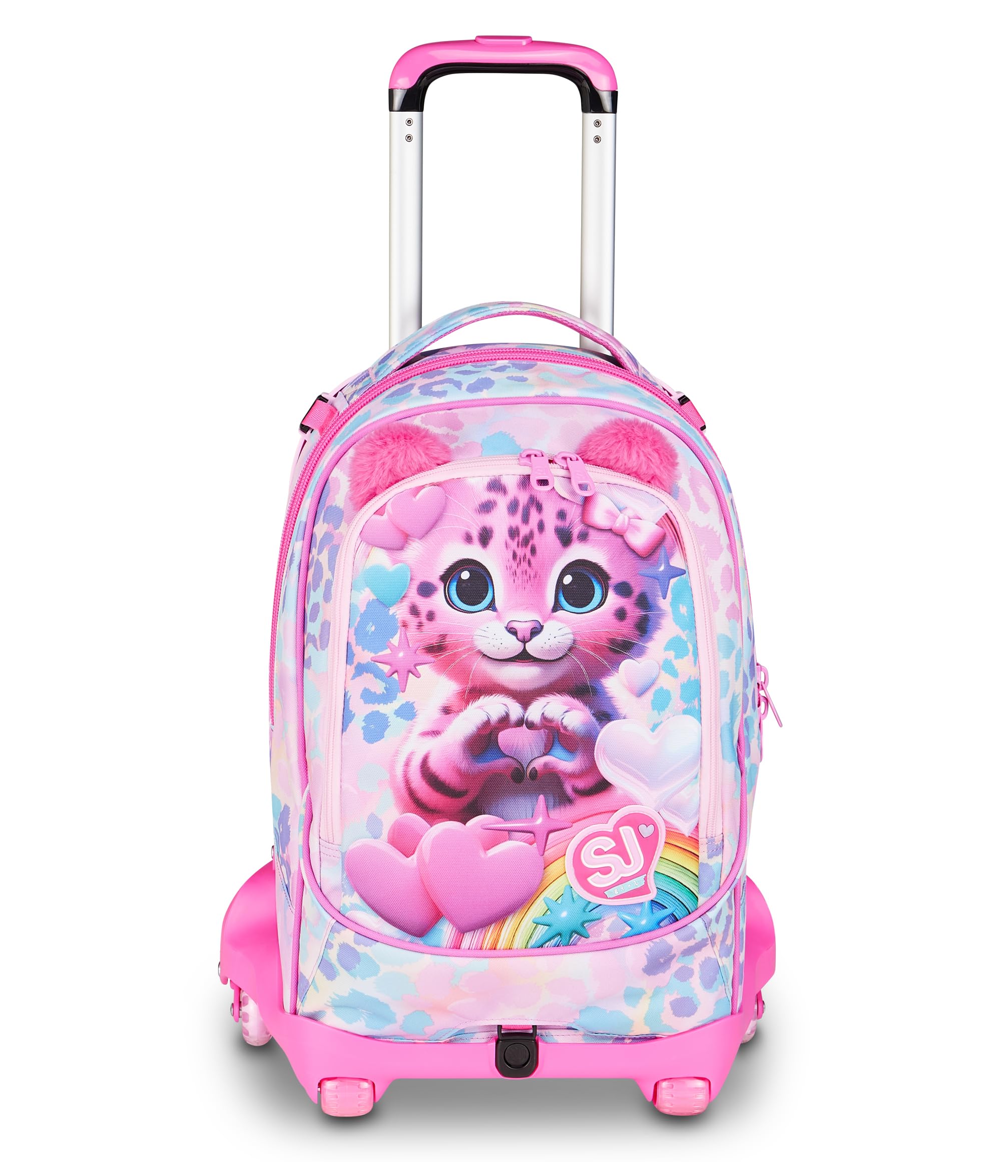 SJ GANG STYLE JAM GANG Trolley Scuola Jack 8 ruote HEART BUDDY GIRL, Rosa, 34L, Scomponibile, Uso Zaino, Cross-over System, Spallacci a scomparsa, Tasca portaborraccia, Elementari e medie, Bambina