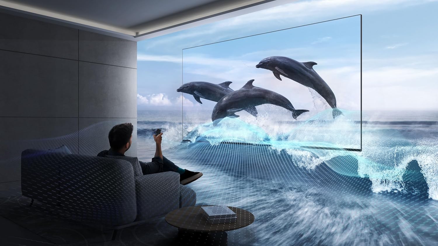 The remote control for the TCL S642W Soundbar, showing various buttons for power, volume, input selection, and playback.