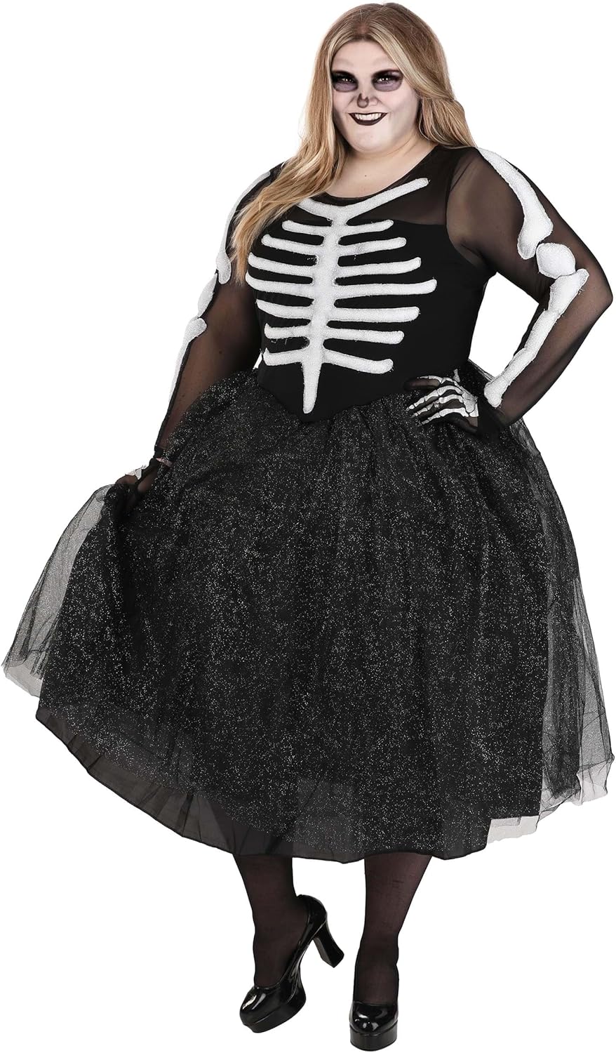 Women's Skeleton Beauty Plus Size Costume Skeleton Dress - 1X BNDL