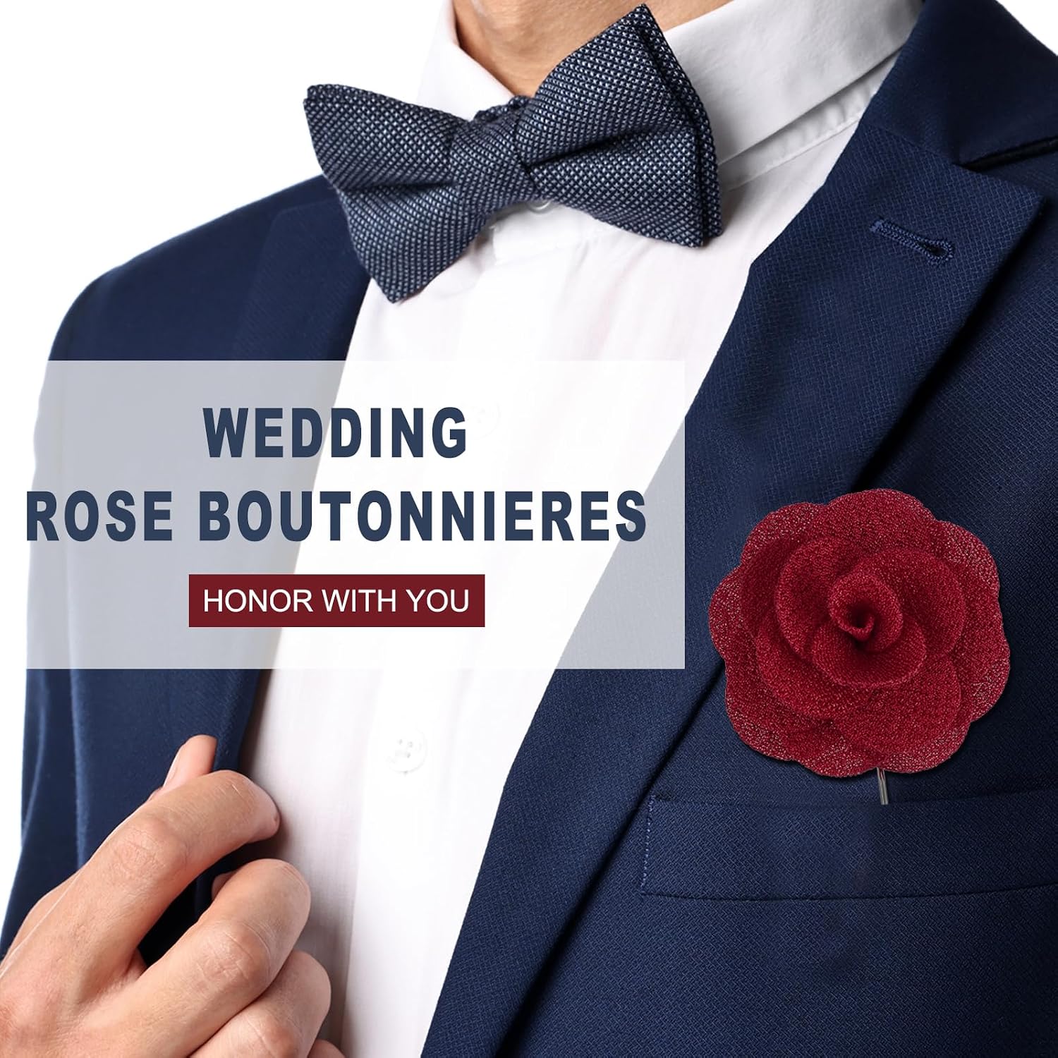 MECCANIXITY 12pcs Groom Boutonnieres Rose Boutonnieres Pins,for Men Wedding Ceremony Anniversary Formal Dinner Party Suit Decoration