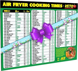 Air Fryer Cheat Sheet Magnet, Keto Edition - Air Fryer Cooking Times Chart for 100 Keto Food Items - Magnetic Airfry Guide for Ketogenic Cookbooks and Recipes - Low Carb Diet Plan Airfryer Accessories