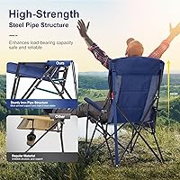 Vista 7 de LET'S CAMP Oversized Camping Chairs 29.52" High Back Heavy Duty Lawn Chair Support 500LBS, Portable Collapsible Chair with Cup Holder, Side Pocket,2