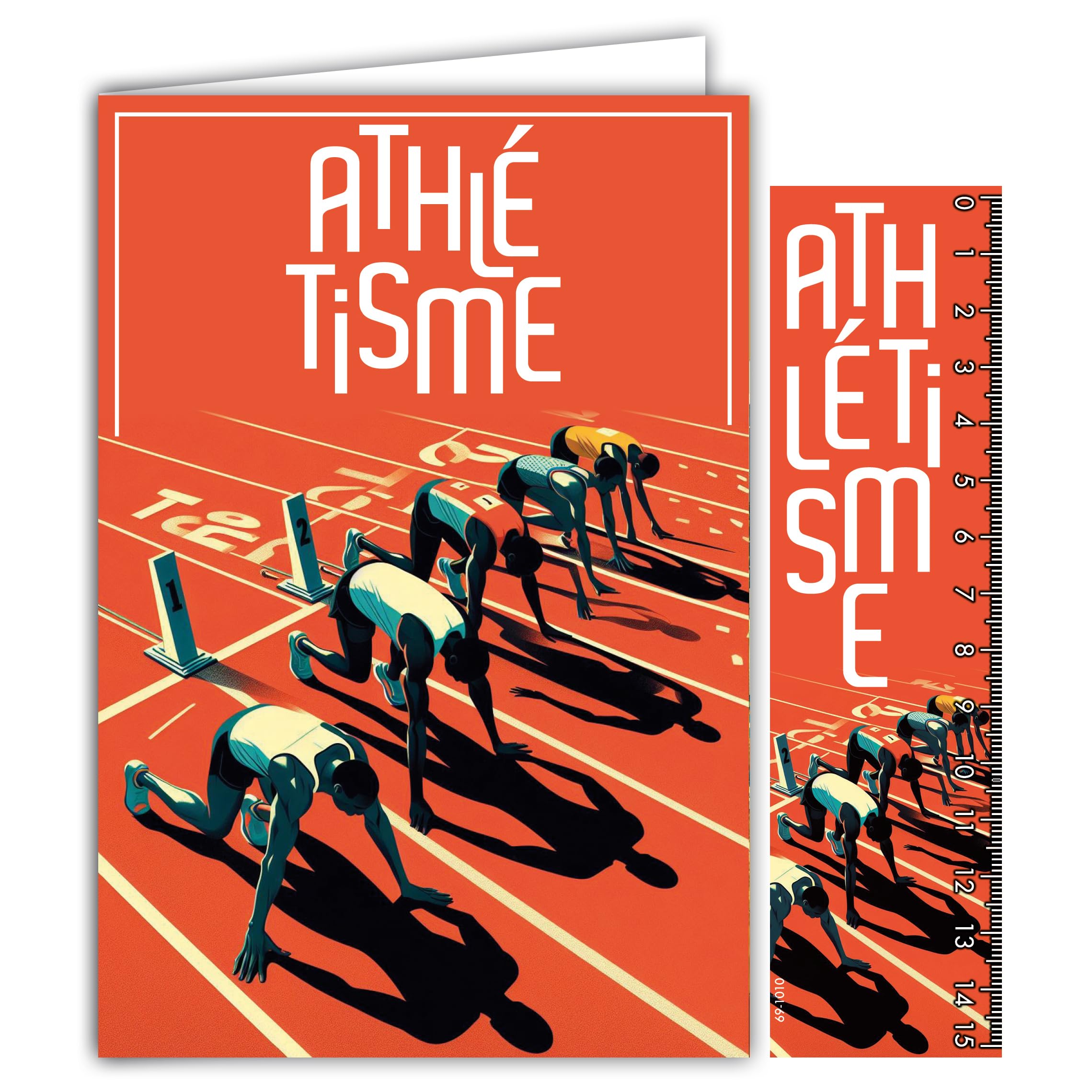 69-1010 Athletics Card with Envelope 12 x 17.5 cm for Sports Athlete Athlete Runners Marathon Champion or Supporters – Passion Sports Collection of the Olympic Games – Made in France