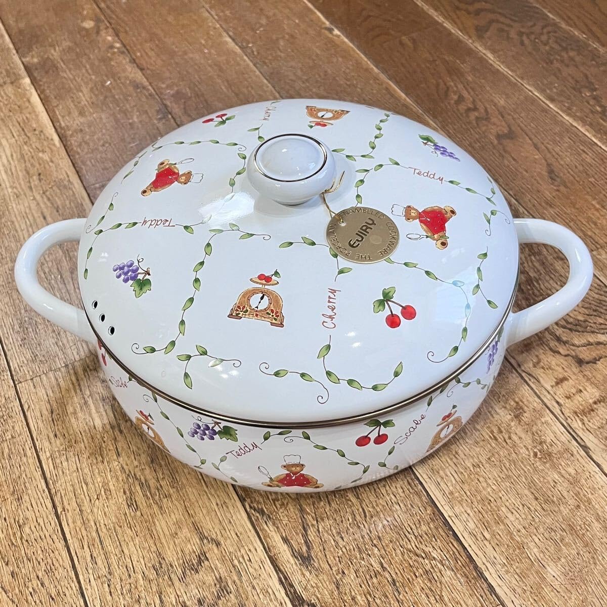 レトロ　エジリー　ホーロー　鍋　フルーツ柄　やかん　片手鍋　両手鍋 レトロ エジリー ホーロー 鍋 フルーツ柄 やかん 片手鍋 両手鍋