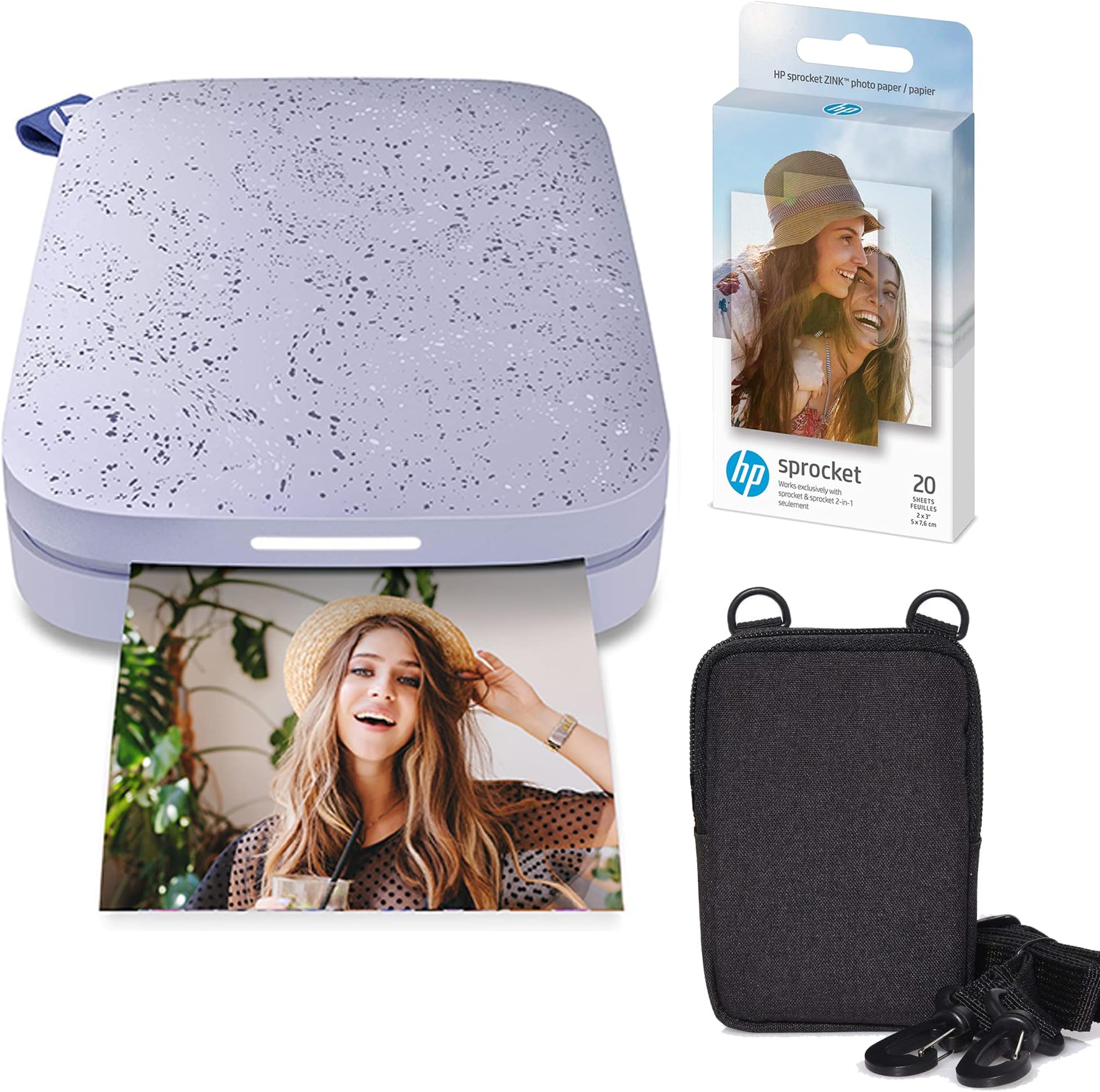 Sprocket Portable 2x3 Color Instant Photo Printer (Lilac) Zink Paper Bundle