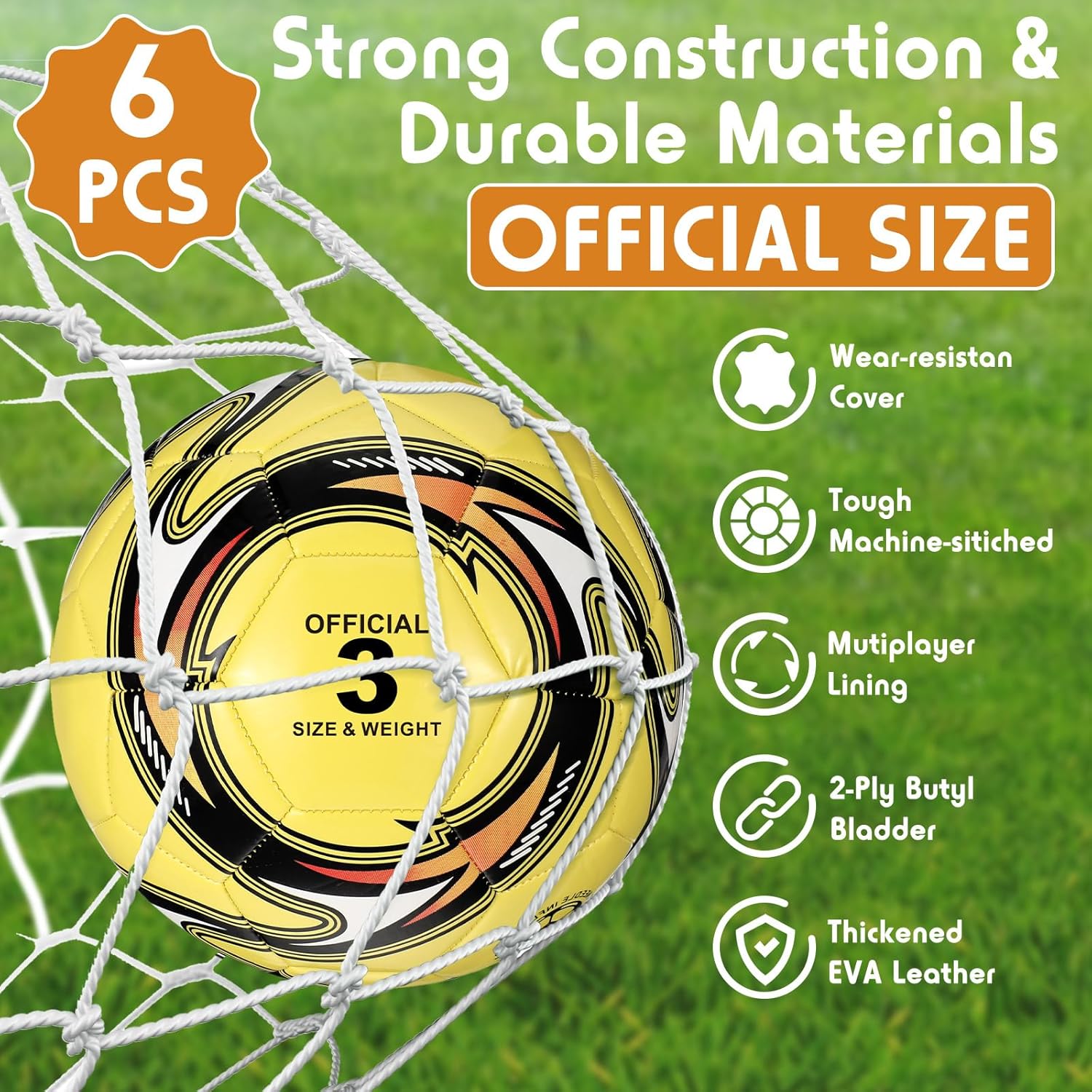 6 Pcs Operation Christmas Deflated Soccer Balls with Pump Carry Bag Official Size 3 4 5 for Indoor Outside Game Training Practice School Sport Gift(Size 3) - Image 4