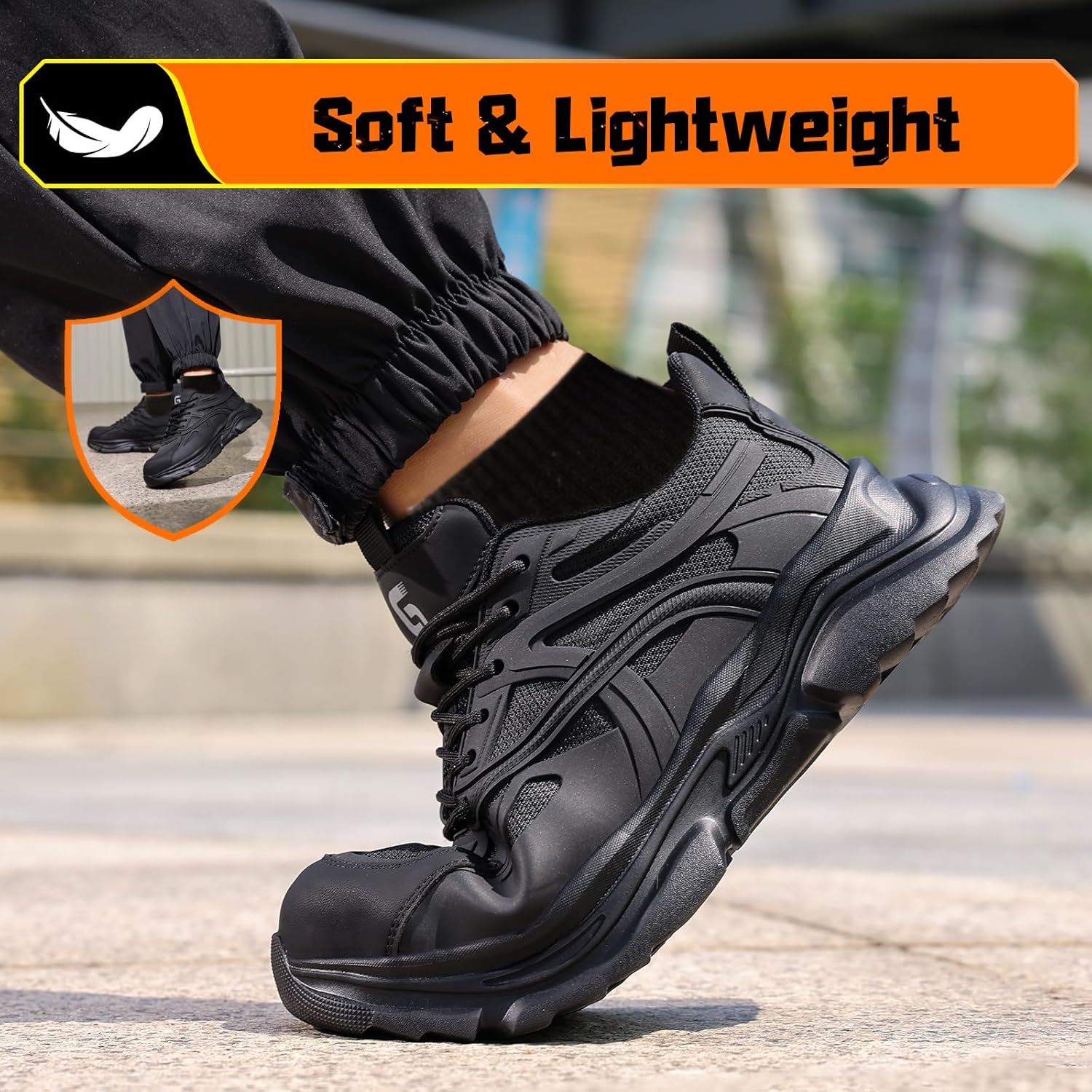 Steel Toe Shoes for Men Lightweight Low Top Work Safety Footwear Comfortable Protection for Warehouse Construction - Image 5
