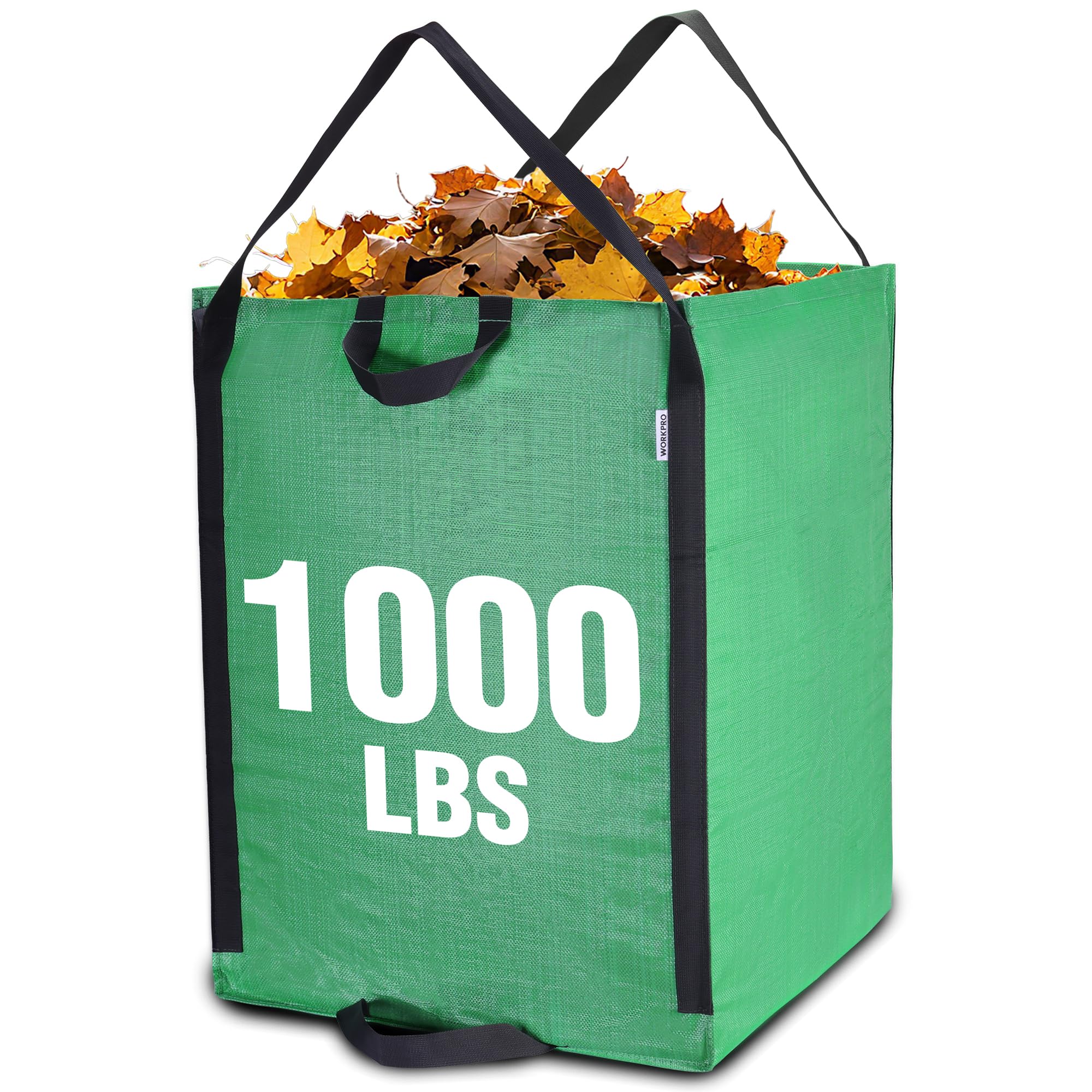 WORKPRO Heavy Duty 72-Gallon Reusable Yard Waste Bags, Self-standing Leaf and Lawn Bags with Reinforced Handles, Garden Waste Bags for Debris, Leaves, Grass, and Outdoor Recycling, Green