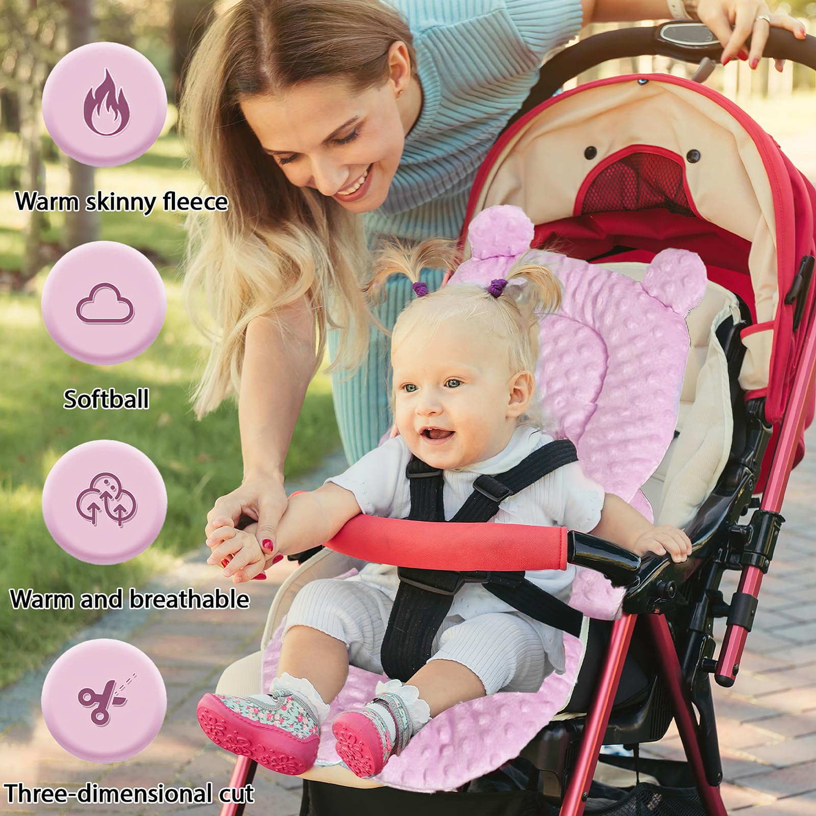 Fancysky Riduttore per Seggiolino Auto Cuscino Universale Passeggino Rosa