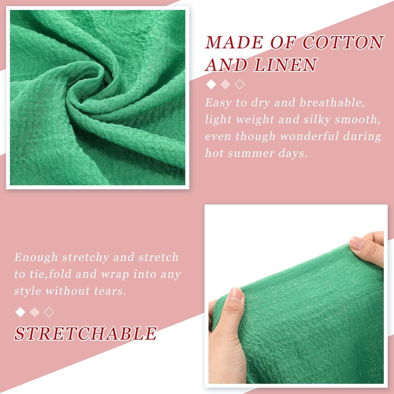 Geyoga 6 Pcs Women Scarf Shawl Hijab Scarfs Cotton Blend Shawl Crinkle Wrap Head for Seasons - Image 4