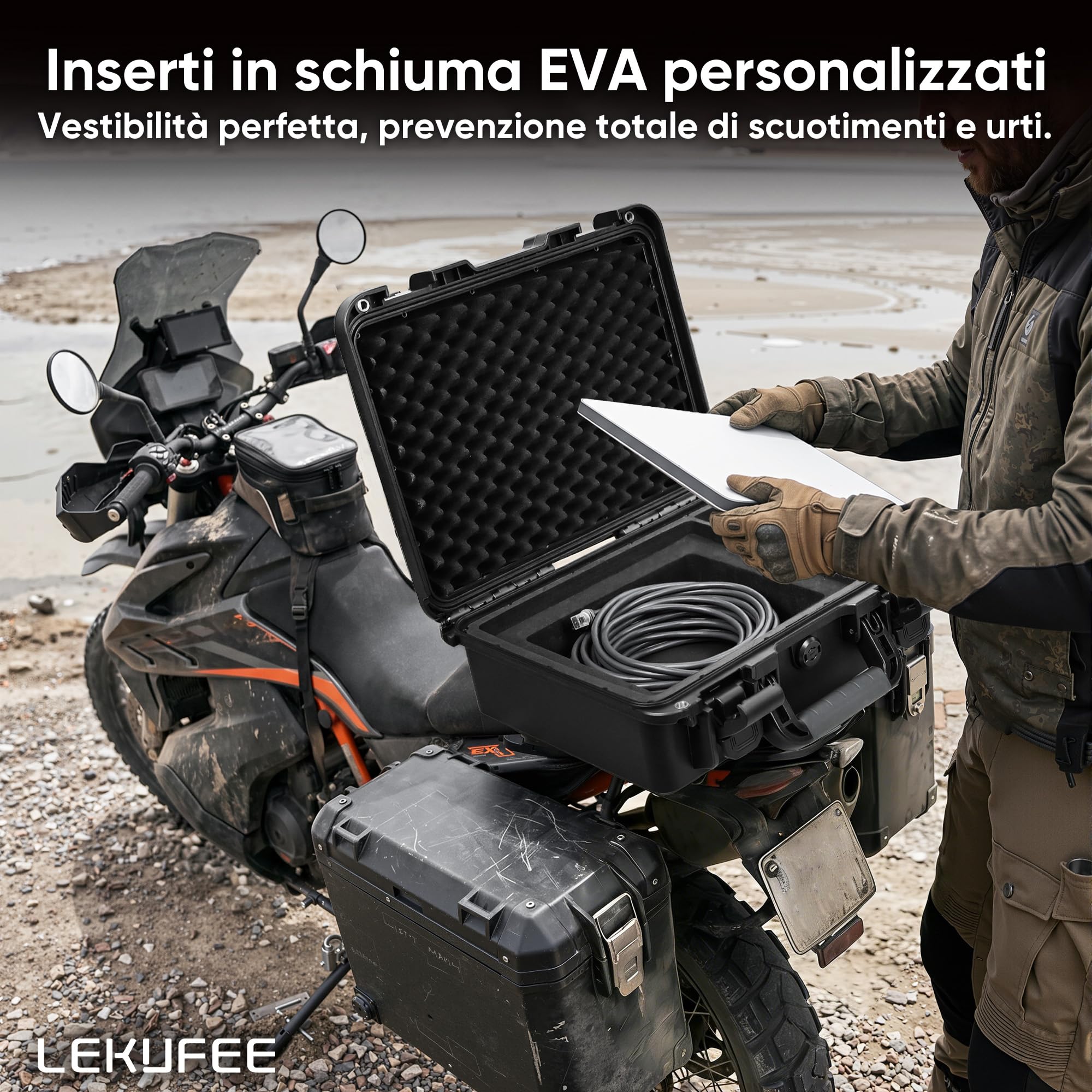 Lekufee Custodia rigida impermeabile per Starlink Mini Kit, custodia protettiva IP67 con inserto in schiuma EVA personalizzata, adatta per piatti, adattatori, cavi e accessori, custodia da viaggio