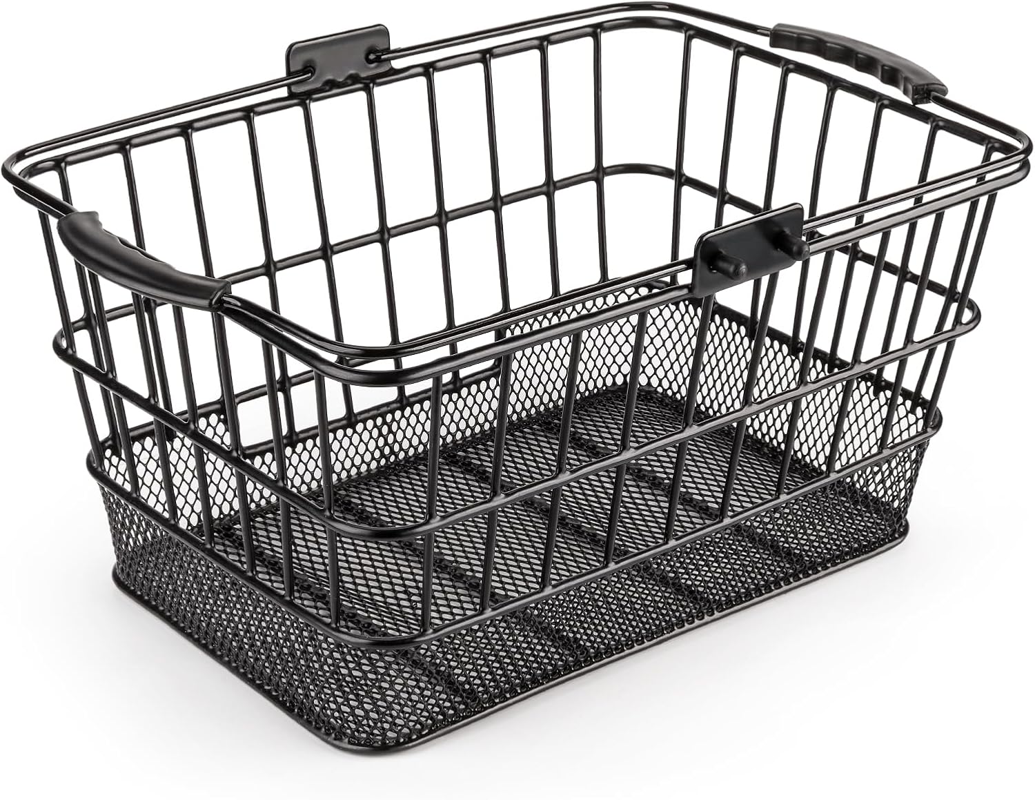 CXWXC Front Bike Basket with Handle– Detachable Bicycle Basket for Groceries, Commuting, Shopping – Heavy Duty Wire Basket with Mounting Kit for Beach Cruiser City Commuter