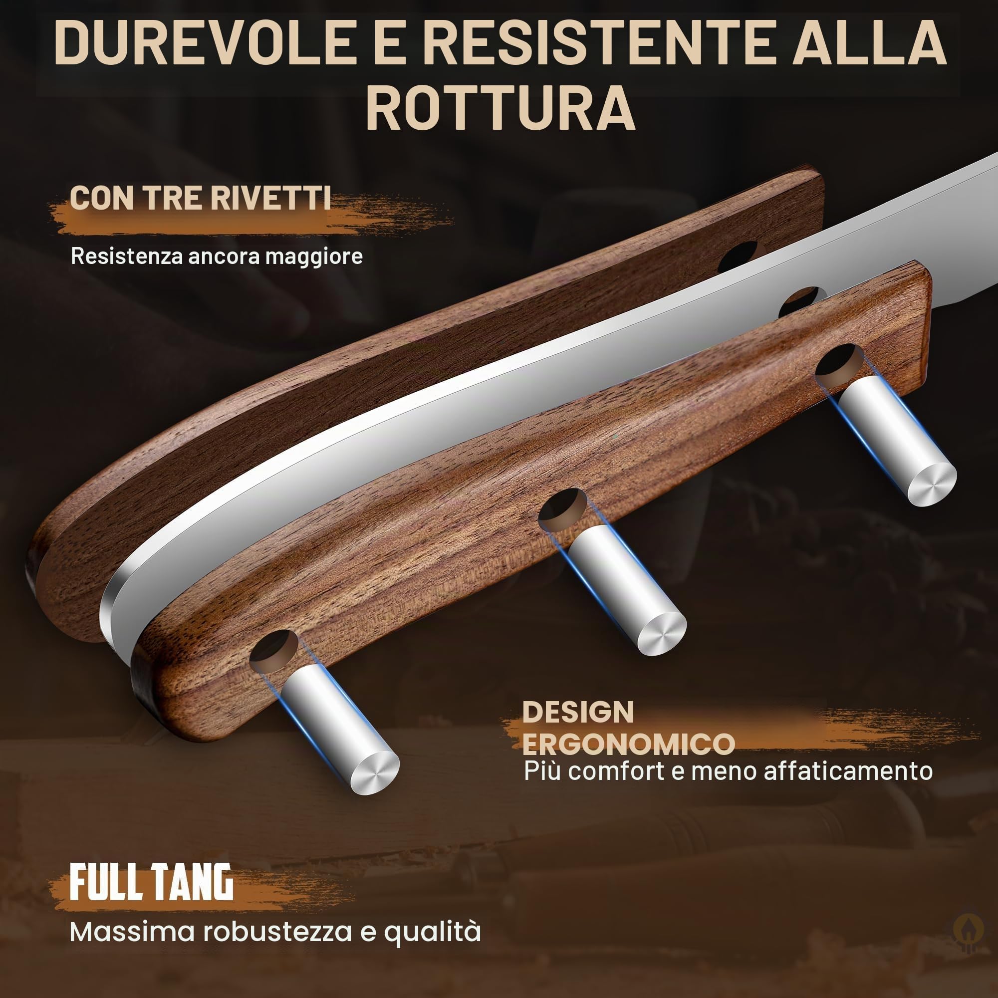 DRAGON RIOT Set Di 8 Coltelli Da Bistecca, Coltelli Da Carne Con Manico In Legno, Set Di Coltelli Da Tavola Con Confezione Regalo