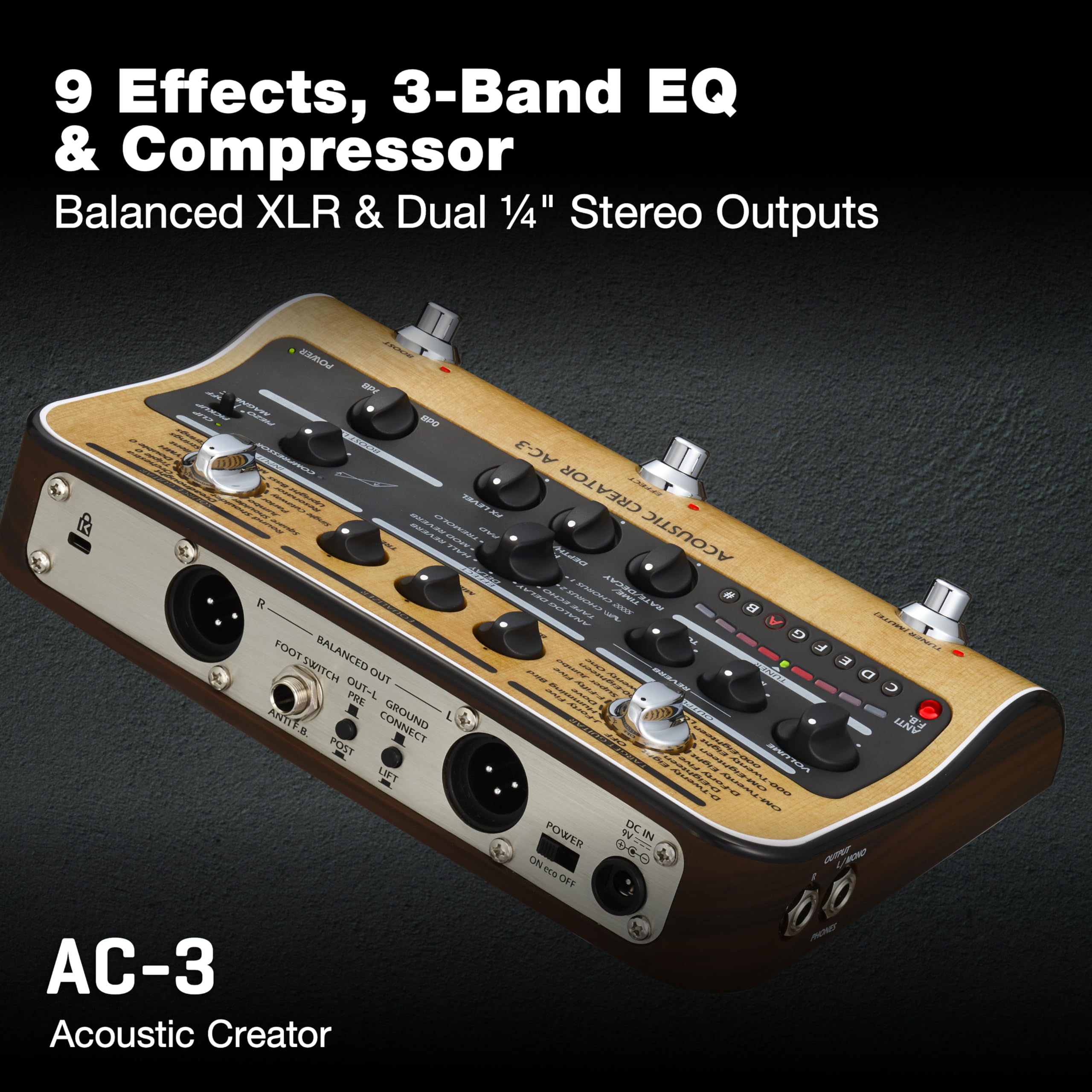 Amazon.com: Zoom AC-3 Acoustic Pedal, DI with Tone Restoration and