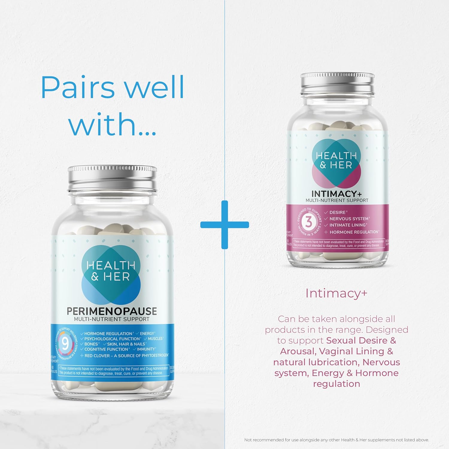 Health & Her Perimenopause & Intimacy+ Support Duo: Multi-Nutrient Bundle (1-Month Supply)