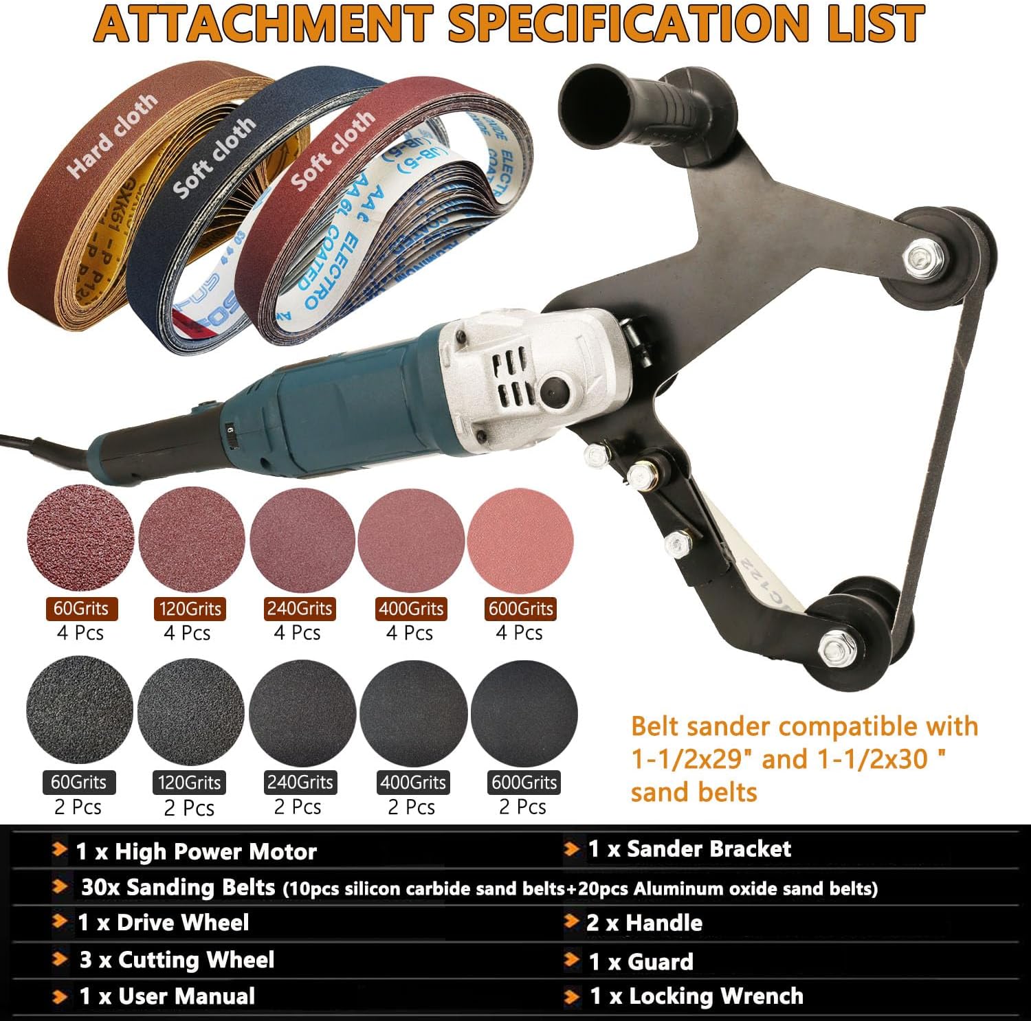 Pipe Belt Sander - 1280W Industrial Grade Pipe Tube Polishing Sandingwith 6 Variable Speeds,Suitable for Polishing Various Circular Pipe Materials,Woodworking and Metal Rust Removal(30Pcs Belts).