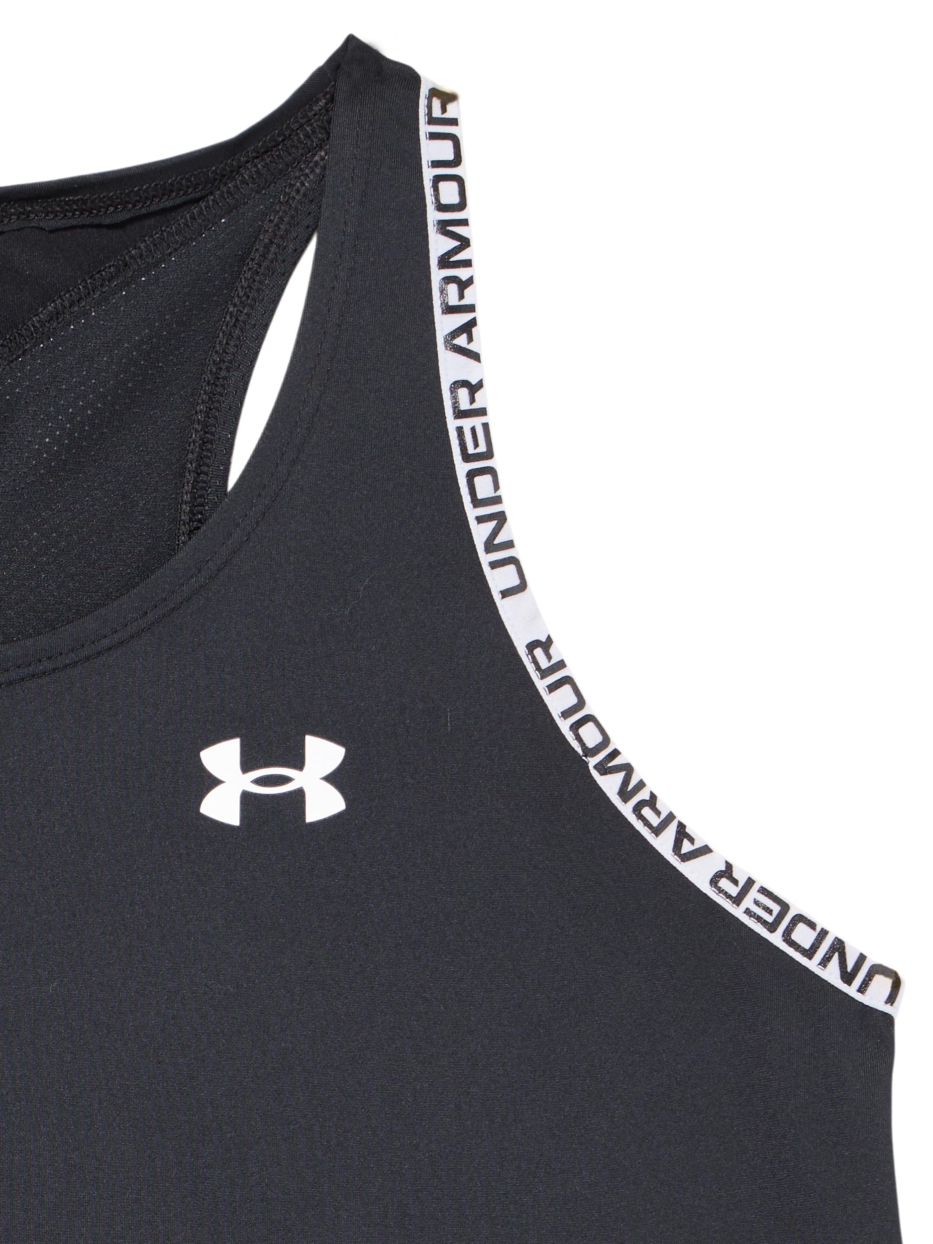 Under Armour Girls' Knockout Mesh Back Tank Top, (001) Black / / White, Large