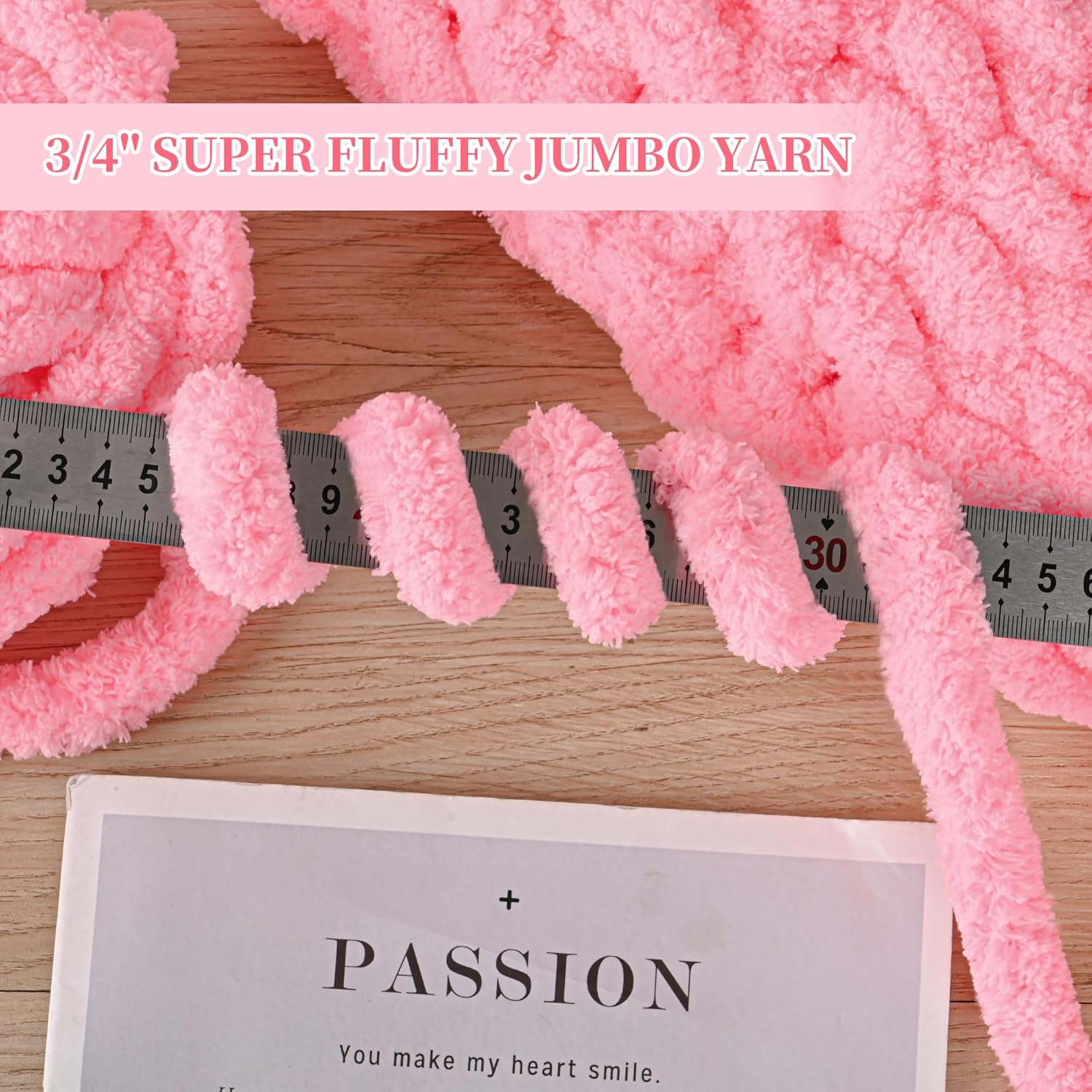 8 Packs Jumbo Chenille Chunky Yarn, 2045g (72oz) 245 Yards (224m) for Crocheting & Knitting, Handcrafts & Blanket Yarn (Pink, 8 Pack)