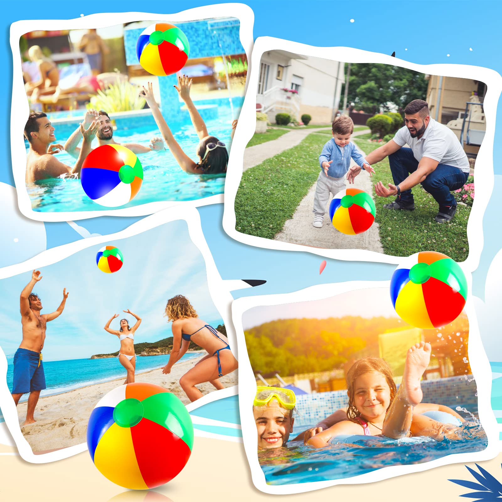 Ensemble De Ballons De Plage Colorés. Collection De Ballons Gonflables | Vecteur Premium