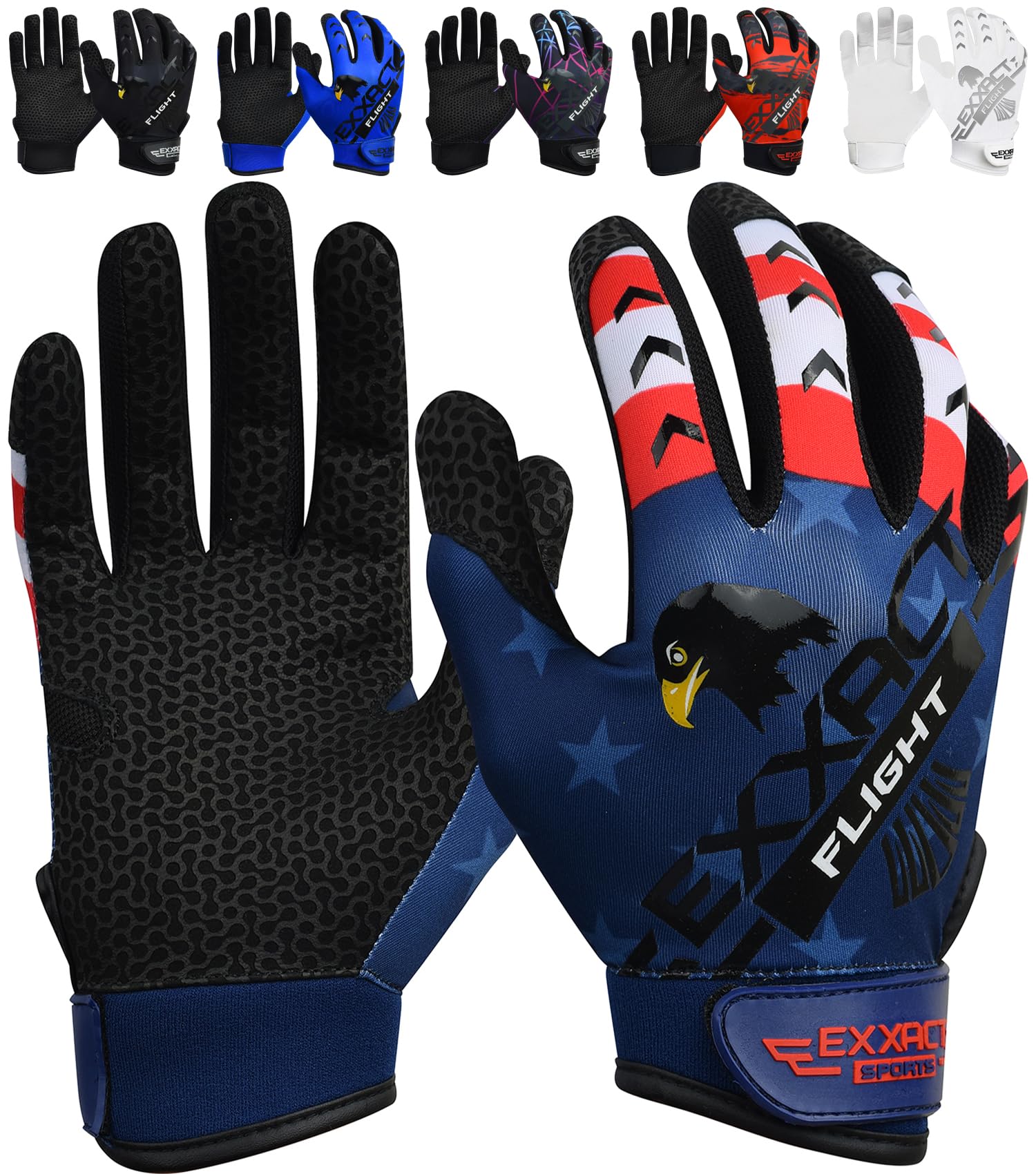 Exxact SportsFlight Baseball Batting Gloves Youth & Adult with Textured Leather Palm, Softball Batting Gloves for Women/Men