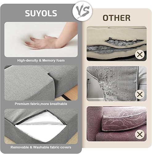 Miniatura 6 de Sofá cama convertible 2 en 1 con almohada, sofá plegable y colchón de cama, funda lavable y silla de espuma viscoelástica, tapete de juego para