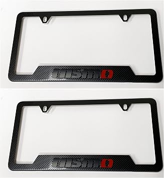 Carbon Fiber 3D NISMO Emblem Car Auto License Plate Frame Cover Holder Compatible with Nissan 2