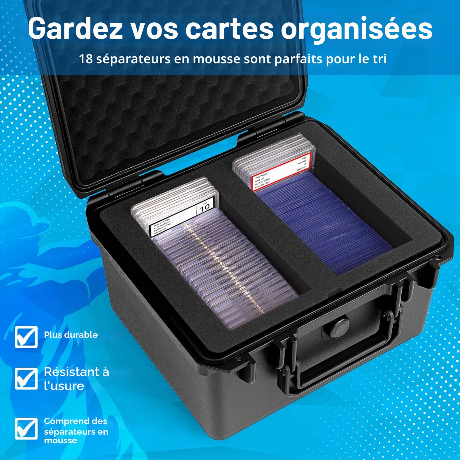 Boîte de Rangement pour Cartes Graduées, Top Loader Box Compatible avec les étuis PSA, Boîte de Stockage pour Cartes Classées pour Cartes Sportives, Top Loaders, One Touch ou Cartes Classées