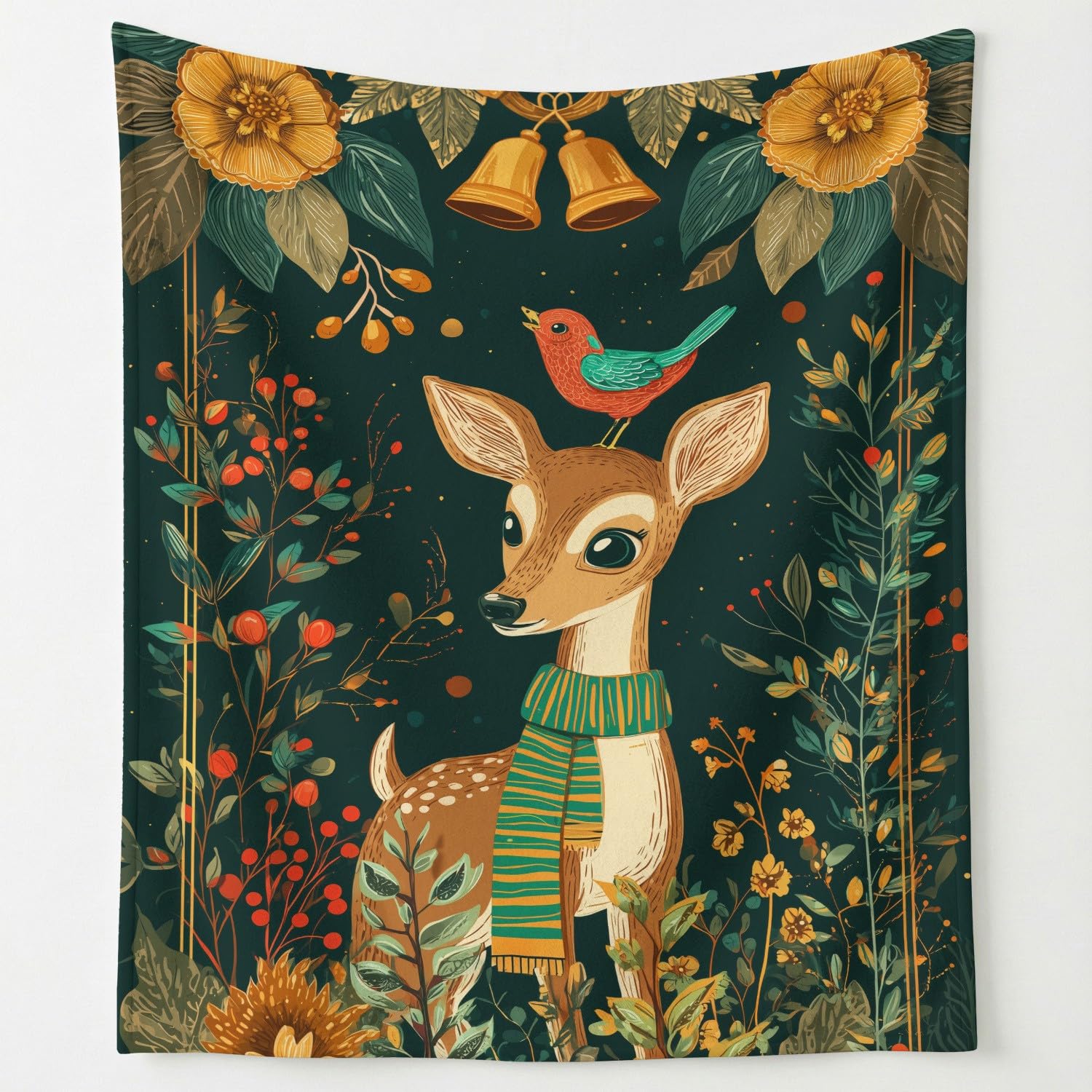 Couverture en flanelle chaude et légère pour canapé lit motif cerf dessin animé