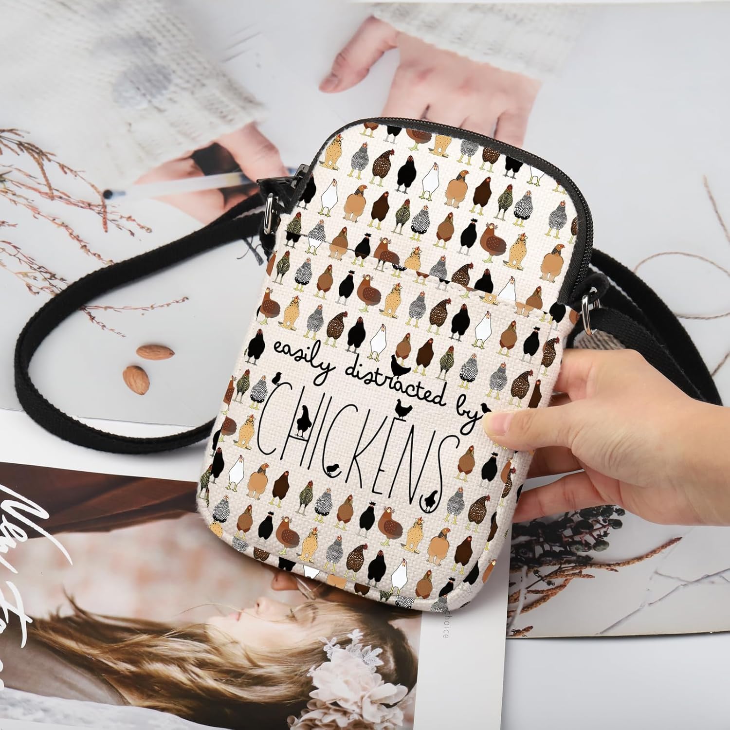 TSOTMO Chicken Farmer Gift Easily Distracted By Chickens Crossbody Bag Funny Chicken Gift Chicken Breeds Farm Life Gift - Image 6