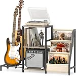 Support de lecteur d'enregistrement, support de guitare pour Acoustique, guitare électrique, acoustique, basse avec support d'ampli de guitare, 3-Tier Stockage des enregistrements vinyles, Table de lecteur d'enregistrement pour lecteur d 'enregistrement, haut-parleur, amplificateur