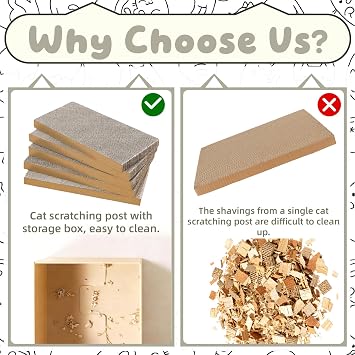 Cat Scratching Board with Box, 5 Layers Design Cat Scratching Pad, Corrugated Scratch Bed for Indoor Kitty, 5 in 1 Replacement Cardboard Refill Pad