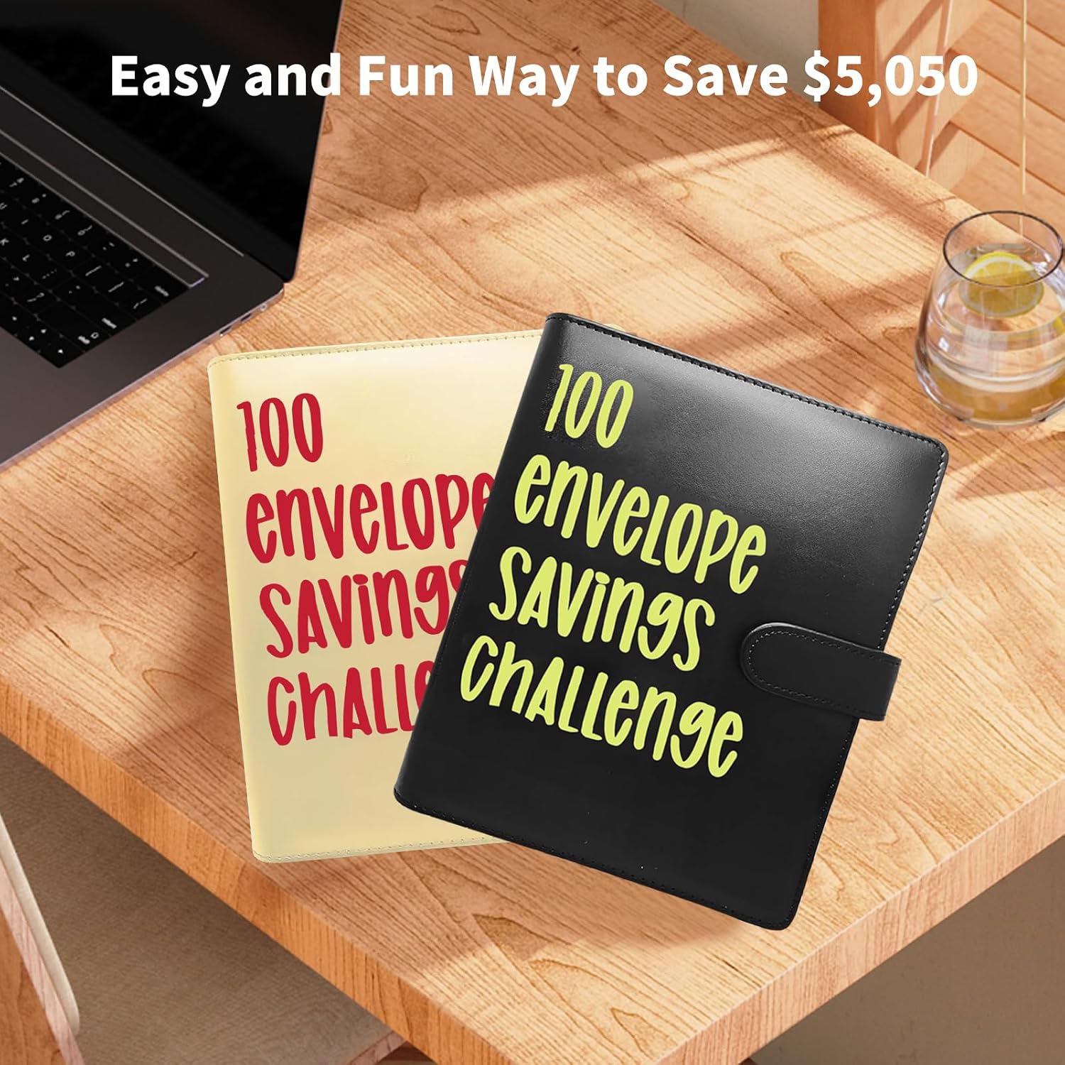 100 Envelope Savings Challenge Binder, Fun Way to Save $5,050, Savings Challenges Book with Envelopes, Savings Challenges Budget Book Binder, 100 Envelopes Money Saving Challenge Book (Blue)