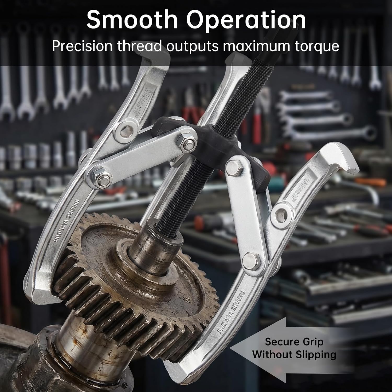 ChgImposs Reversible Jaw Grip-O-Matic Puller for Bearings/Large Gears/Pulleys, 3 Jaws Chrome Vanadium Steel Jaw Puller (10 Inch)