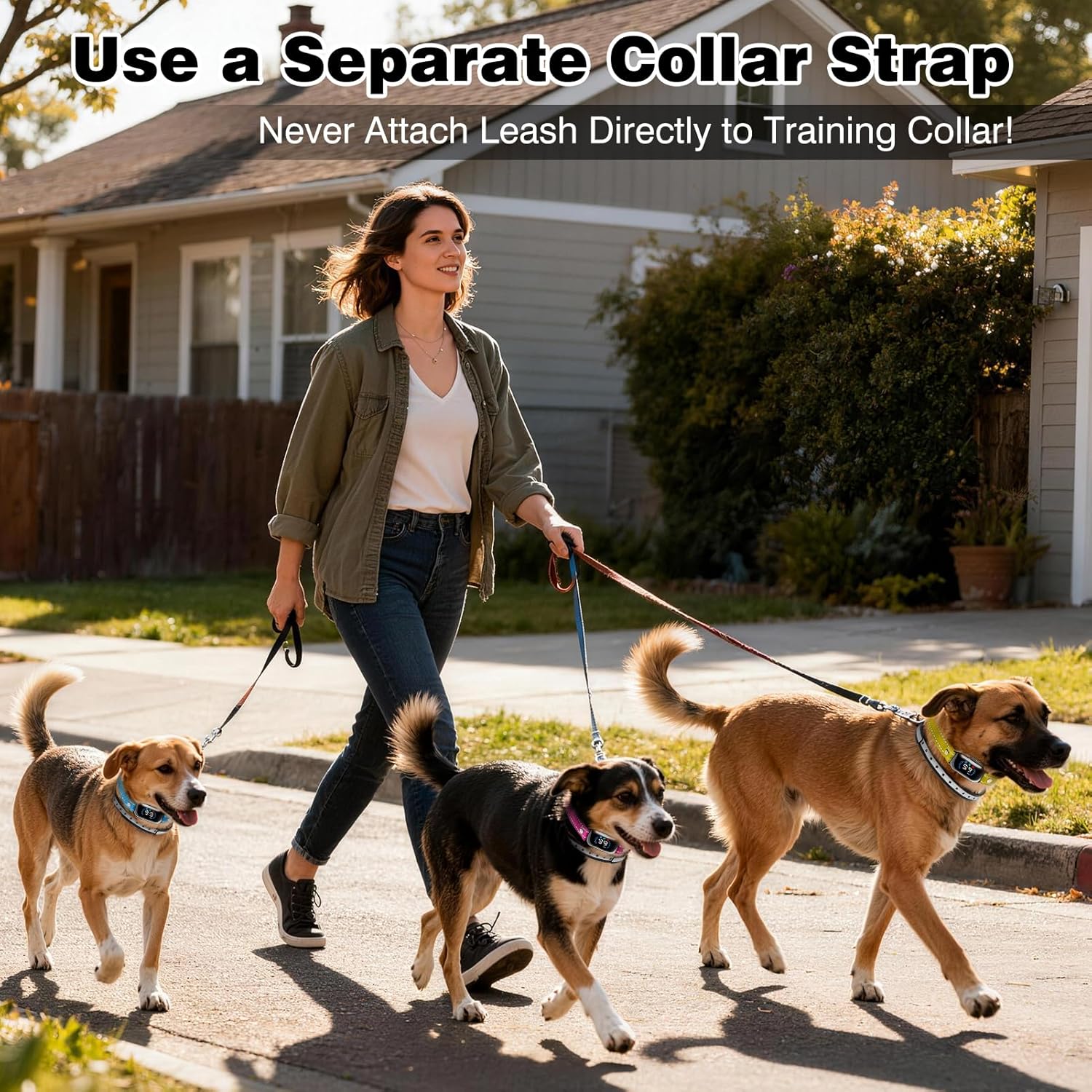 PetJoy 3 Dog Shock Collar for Large Dogs, with Total of 5 Collar Straps