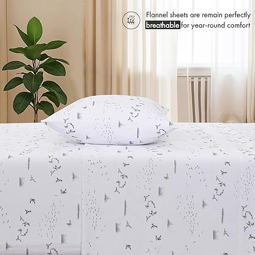 Vista 275 de RUVANTI Sábanas de franela 100% algodón King 4 piezas Celestial Stag Ciervo celestial