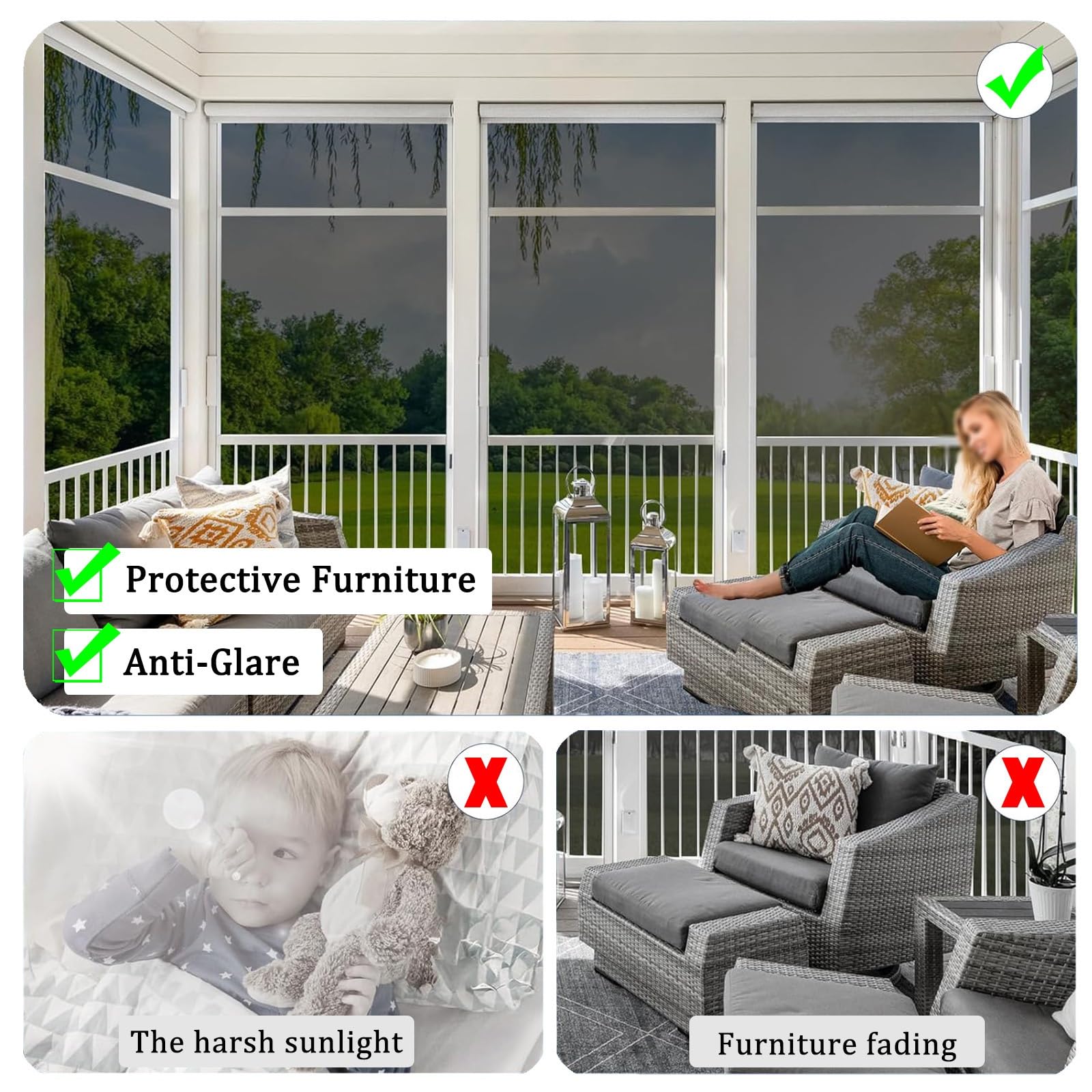 Sonnenschutzfolie Fenster Innen Oder Außen, Spiegelfolie Selbstklebend, 99% UV-Schutz Reflektierend Verspiegelt Sichtschutz-Folie Hitzeschutzfolie, UV Schutzfolie Dachfenster, 90 X 100cm(152*1000CM)