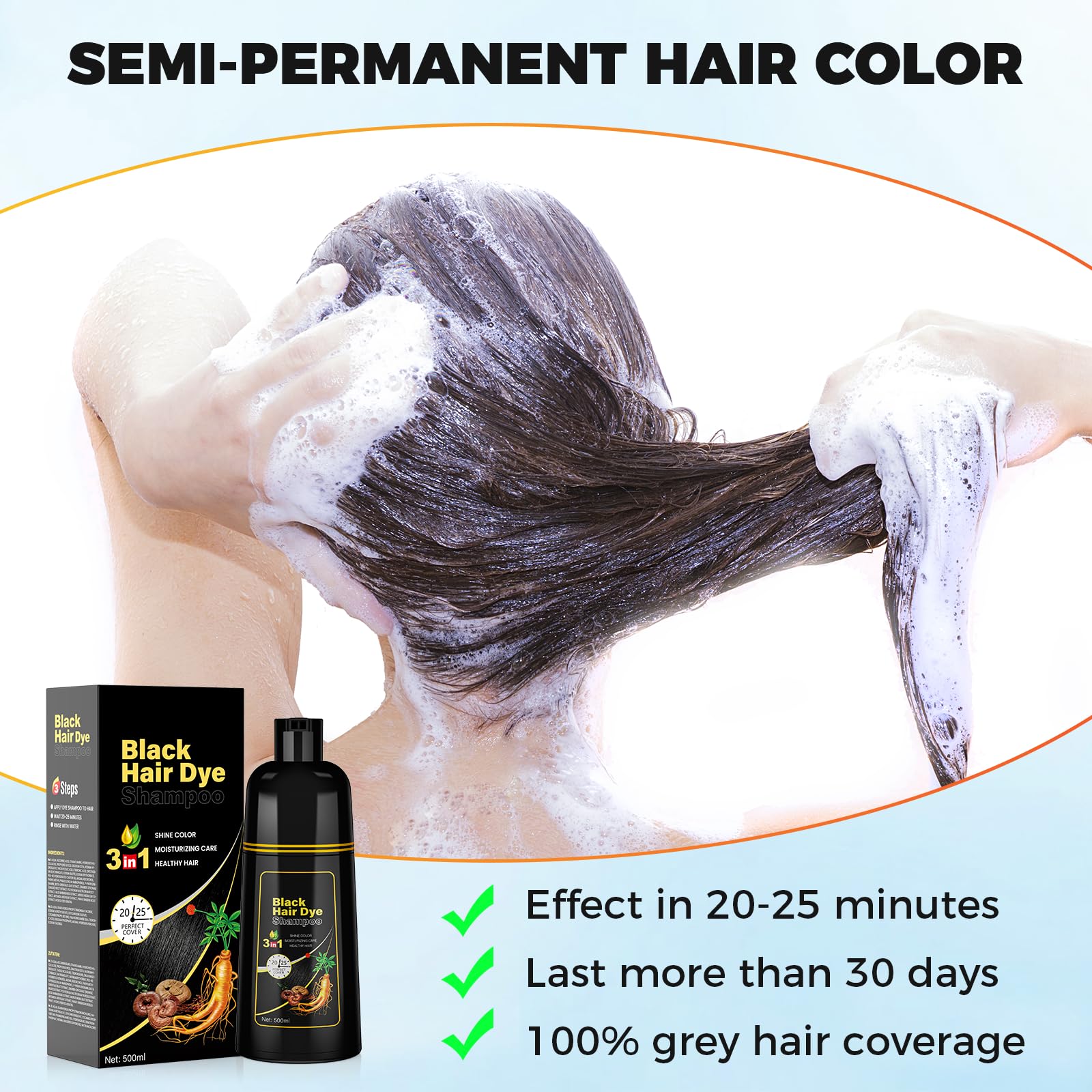 Amazon.com : JUANCHI Black Hair Dye Shampoo 3 in1, Black Shampoo