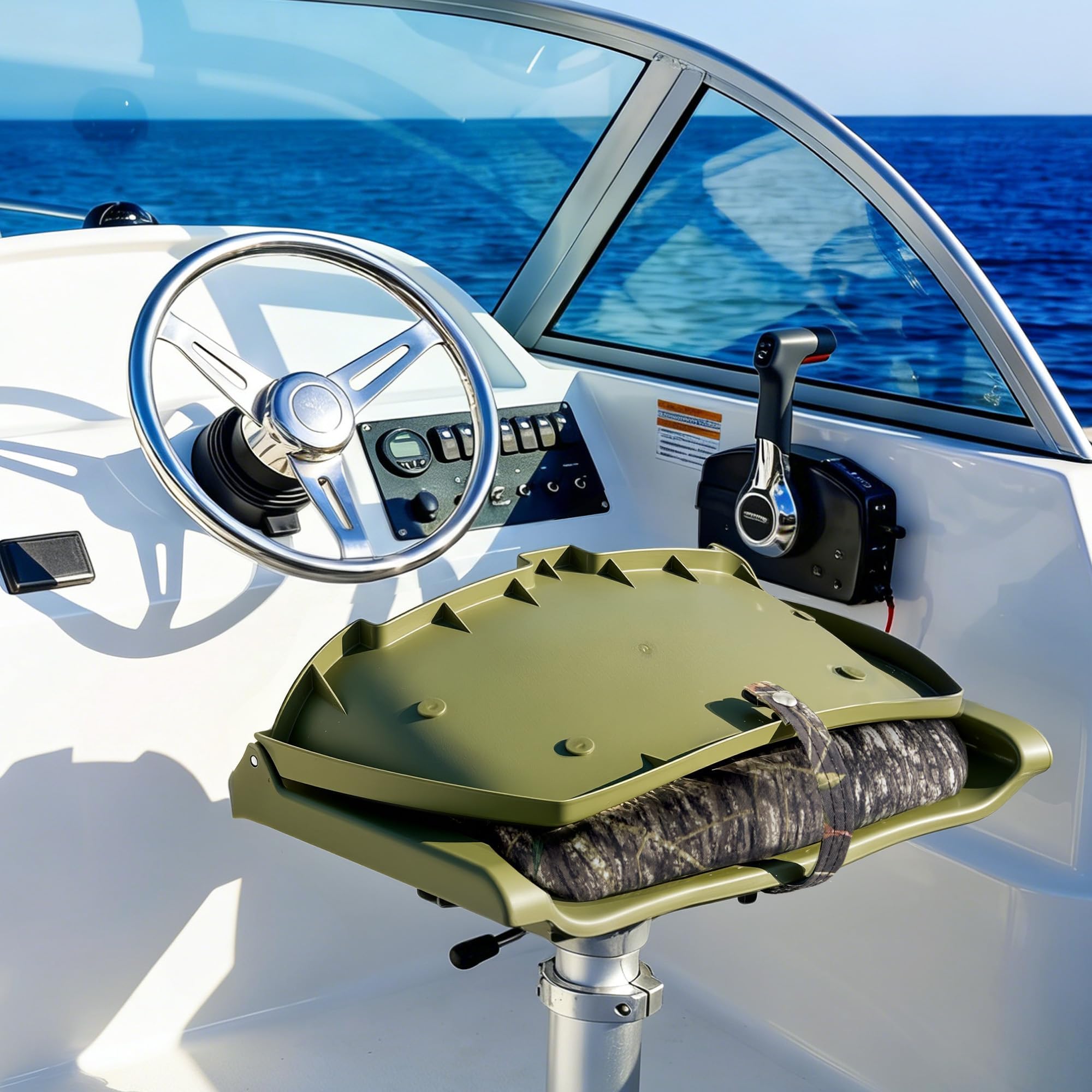 Garvee Lot de 2 Sièges de Bateau Pliants Ergonomiques à Dossier Bas, Rembourrage Épais, Revêtement PVC Résistant aux UV et aux Intempéries, Convient pour Pêche, Vedette et Croisière, Camouflage