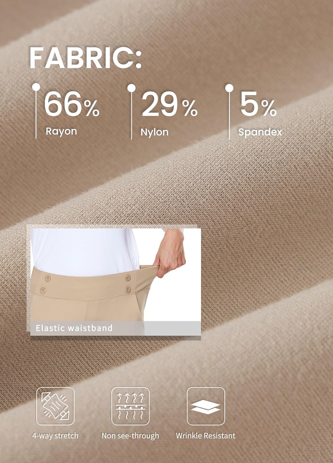 Willit Women's Capri Pants Dress Yoga Capri Stretch Business Work Casual Capris Straight Leg Office Pants 21" - Image 4