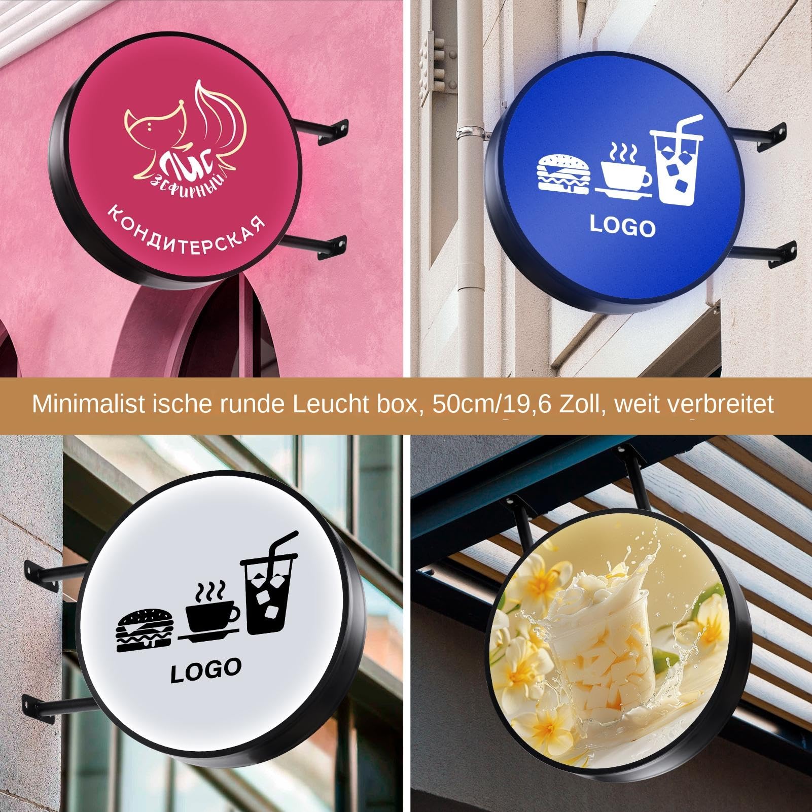 Señal de publicidad LED de doble cara para publicidad, cartel de proyección publicitaria de doble cara | 50,8 cm iluminado letrero de neón | Para cafés, hoteles, restaurantes, tiendas minoristas