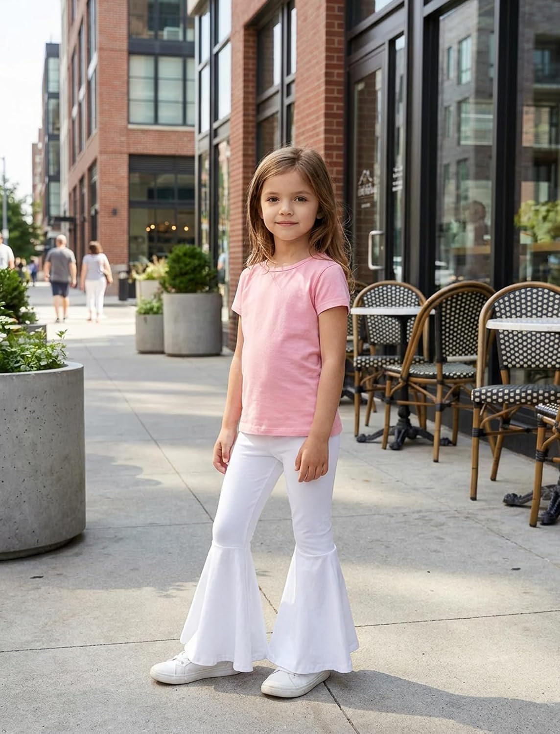 IWEMEK Toddler Baby Girls Ruffle Leggings Bell Bottom Flare Pants Cotton Long High Waist Solid Stretch Yoga Trousers Outfits