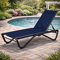 Vista 17 de Kozyard Tumbona para exteriores, tumbona ajustable para patio con marco de aluminio y patas de resina, tela de textileno para piscina, patio trasero