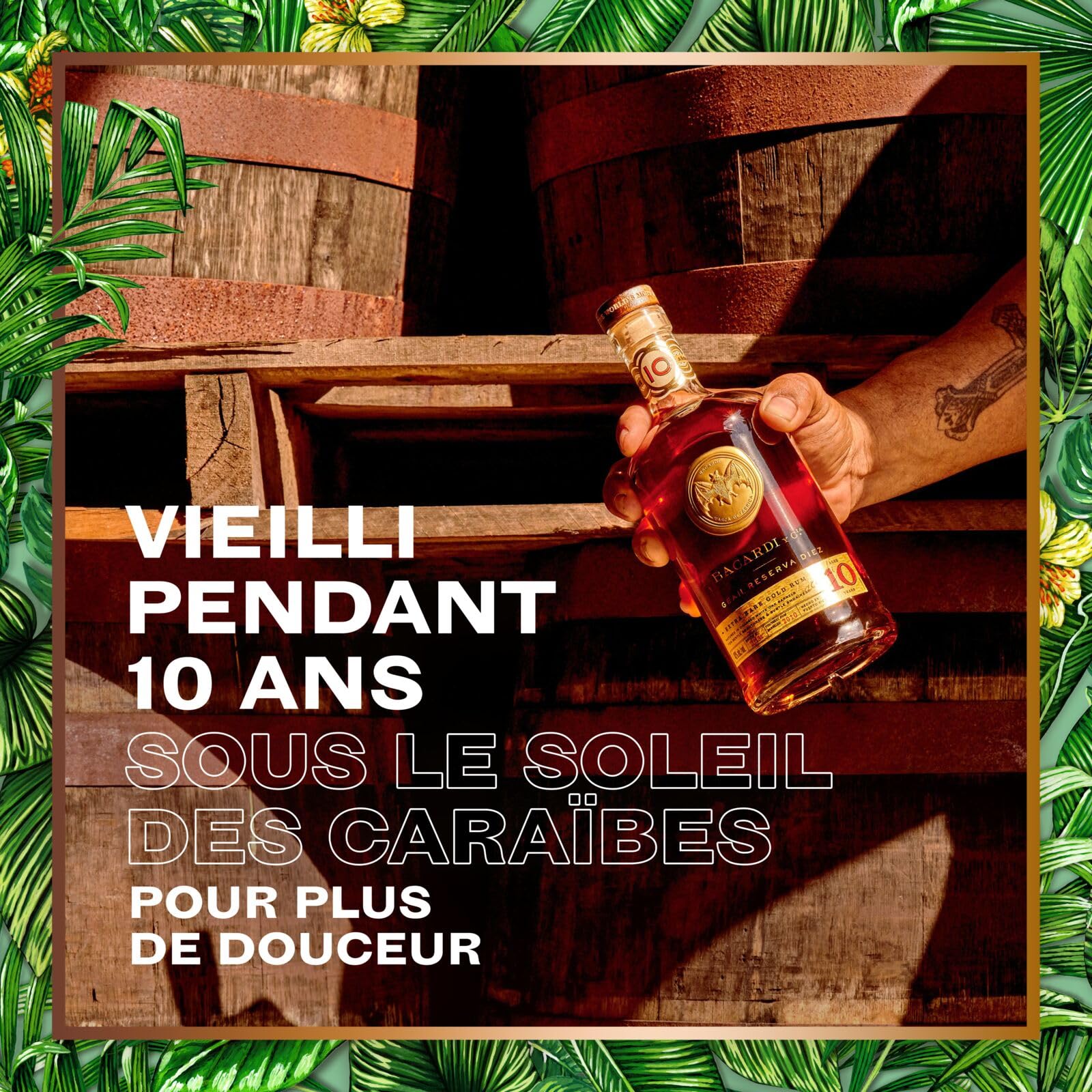 BACARDÍ Gran Reserva 10 Ans Premium Caribbean Rum, 40% vol., 70 cl/700 ml, 10 ans de maturation en fûts de chêne sous le soleil des Caraïbes