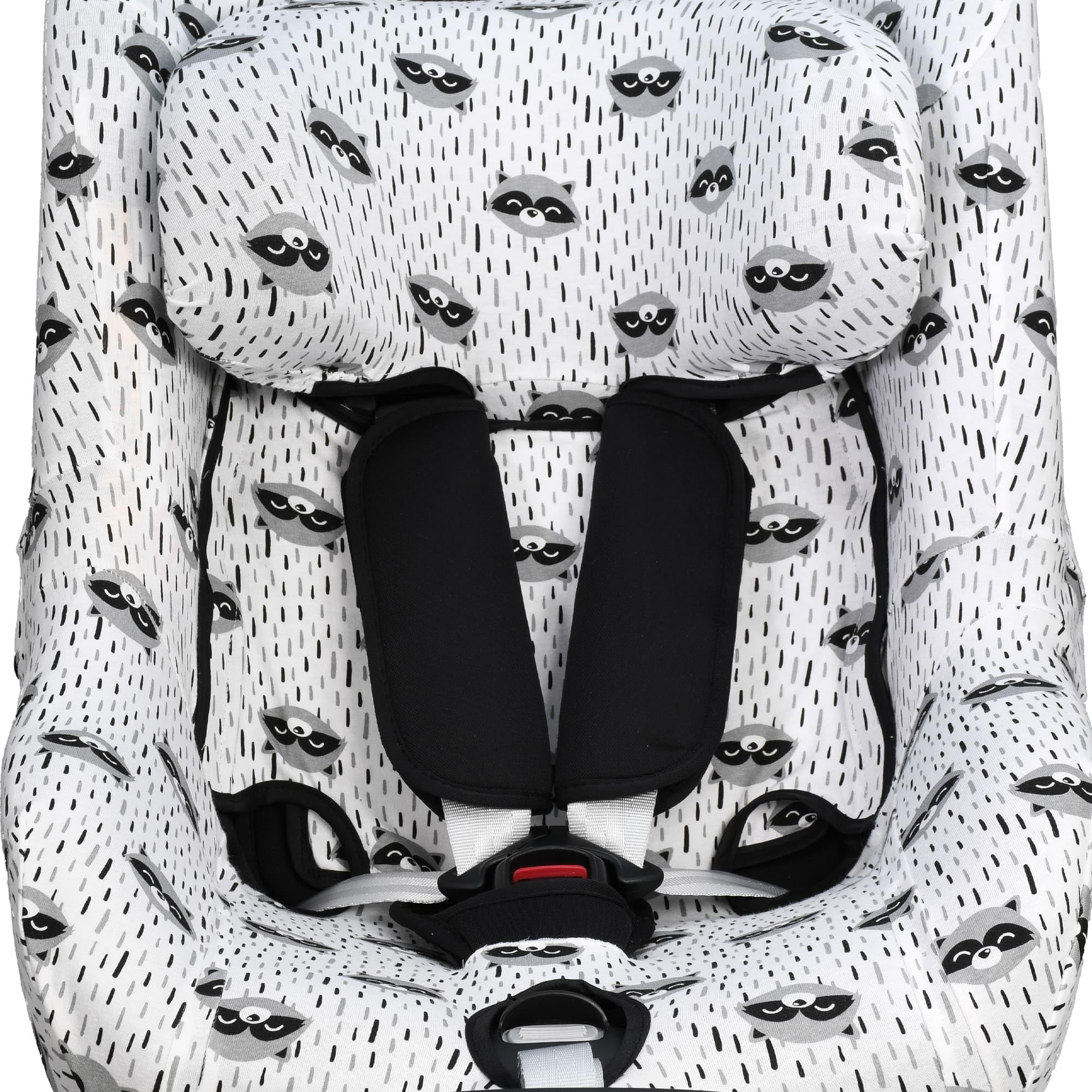 JYOKO KIDS Rivestimento per seggiolino auto in cotone compatibile con Maxi Cosi (Maxi Cosi Mica Eco I-Size, Raccoon)