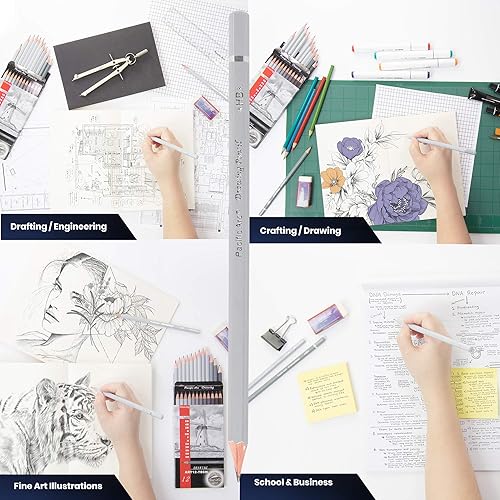 Miniatura 3 de Pacific Arc Lápices de dibujo de grafito prémium para artistas, paquete técnico, lápices profesionales para dibujar, dibujar, dibujar y sombrear,